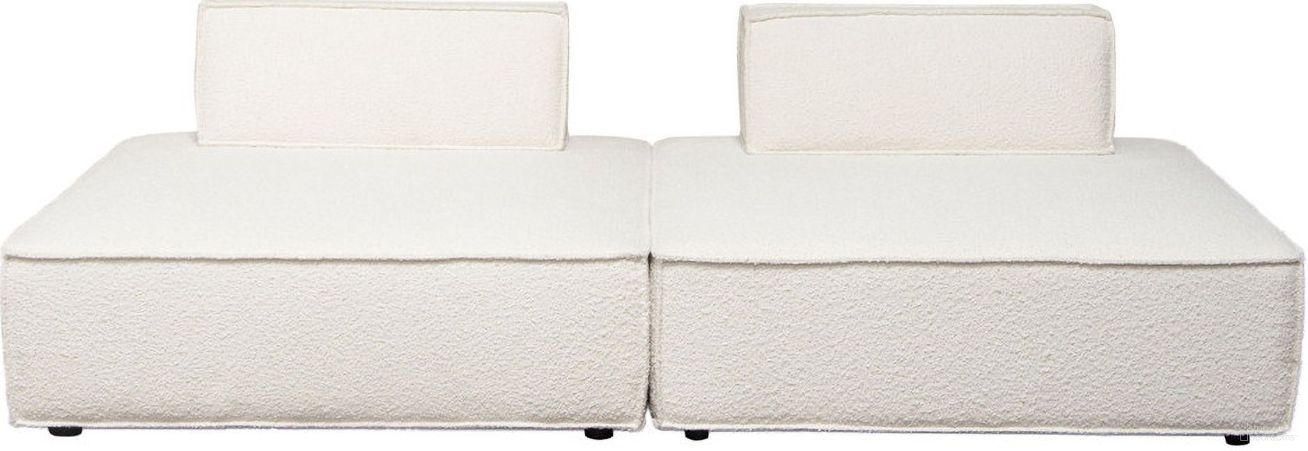 The appearance of Cara 2-Piece Square Modular Lounger In Ivory Boucle Fabric With Moveable and Non-Skid Backrest designed by Diamond Sofa in the modern / contemporary interior design. This ivory piece of furniture  was selected by 1StopBedrooms from Cara Collection to add a touch of cosiness and style into your home. Sku: CARALGBIV;CARALGRIV;CARALGBIV;CARALGRIV. Material: Boucle.
