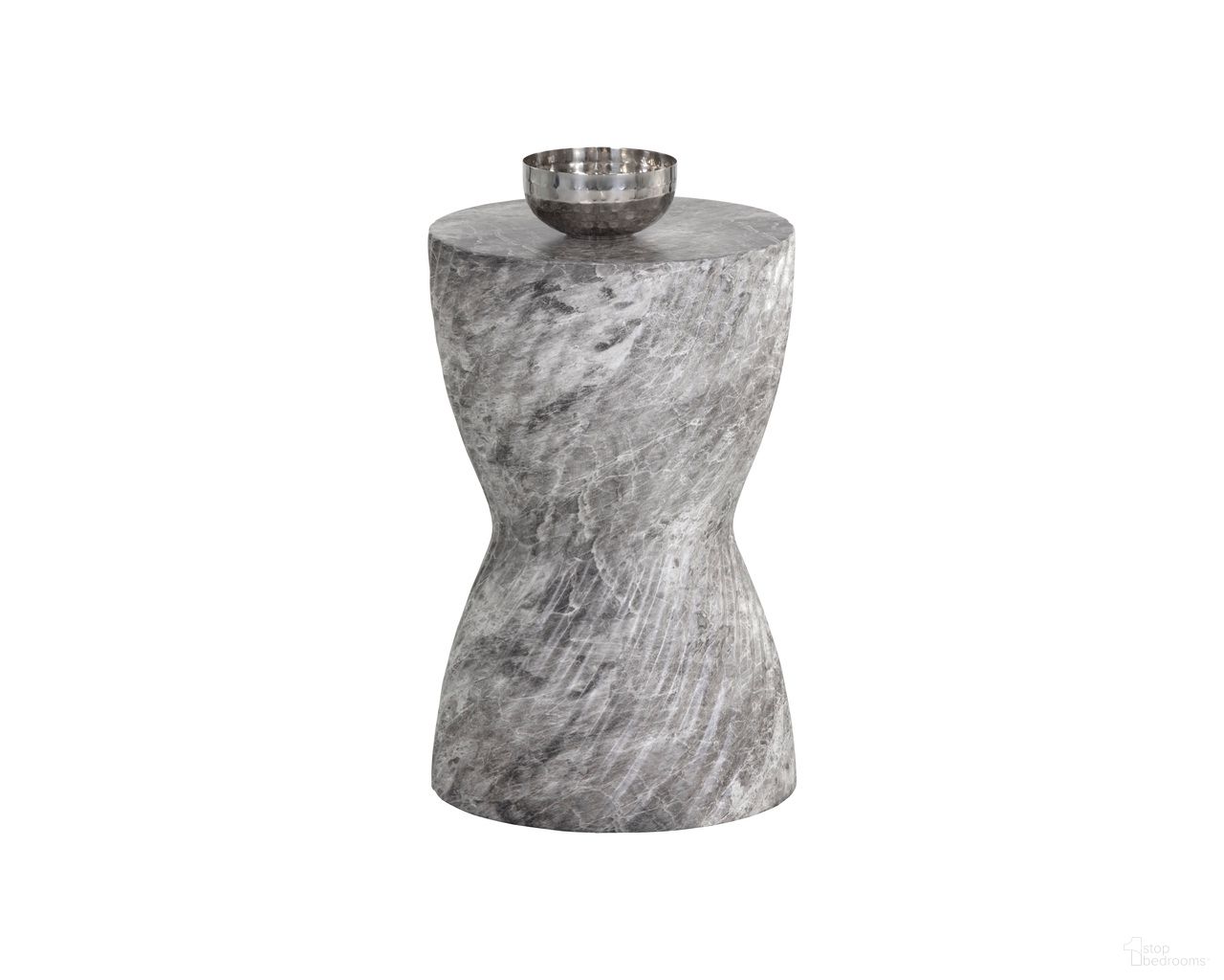 Cara Marble Look End Table In Grey