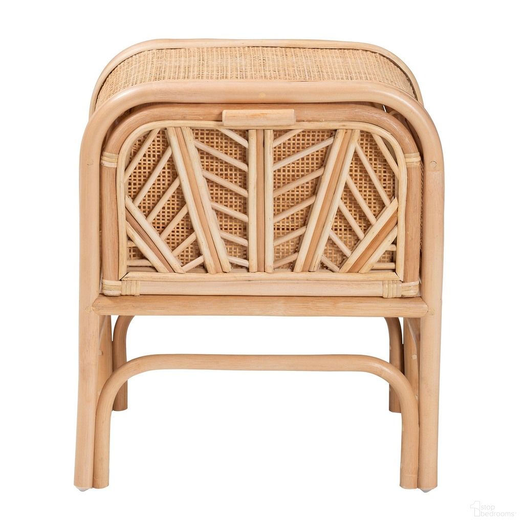 The appearance of Carabella Rattan 1-Drawer Nightstand In Natural designed by Baxton Studio in the bohemian interior design. This natural piece of furniture was selected by 1StopBedrooms from Carabella Collection to add a touch of cosiness and style into your home. Sku: WS066-Natural Rattan-NS. Material: Natural Rattan.