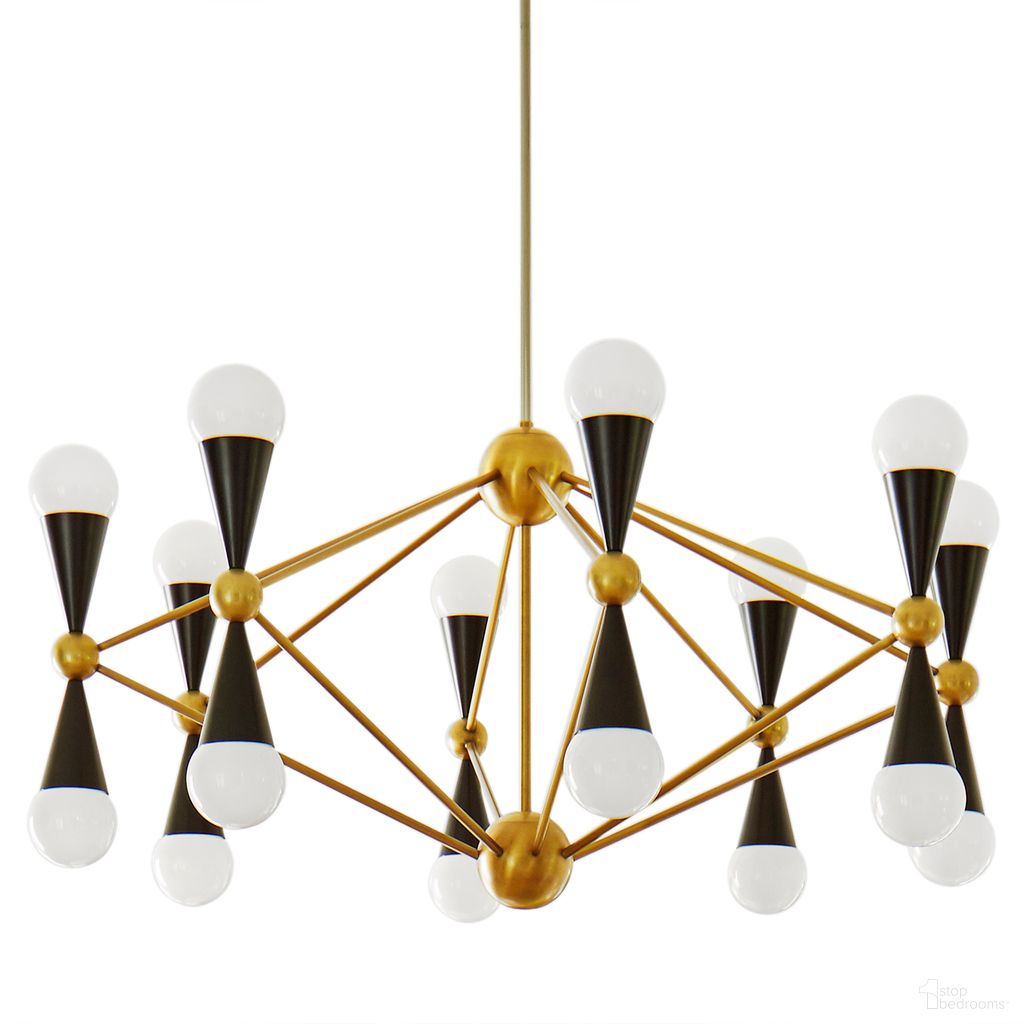 The appearance of Caracas 16-Light Chandelier In Brass and Black designed by Jonathan Adler in the modern / contemporary interior design. This brass and black piece of furniture was selected by 1StopBedrooms from Caracas Collection to add a touch of cosiness and style into your home. Sku: 21330. Material: Brass.