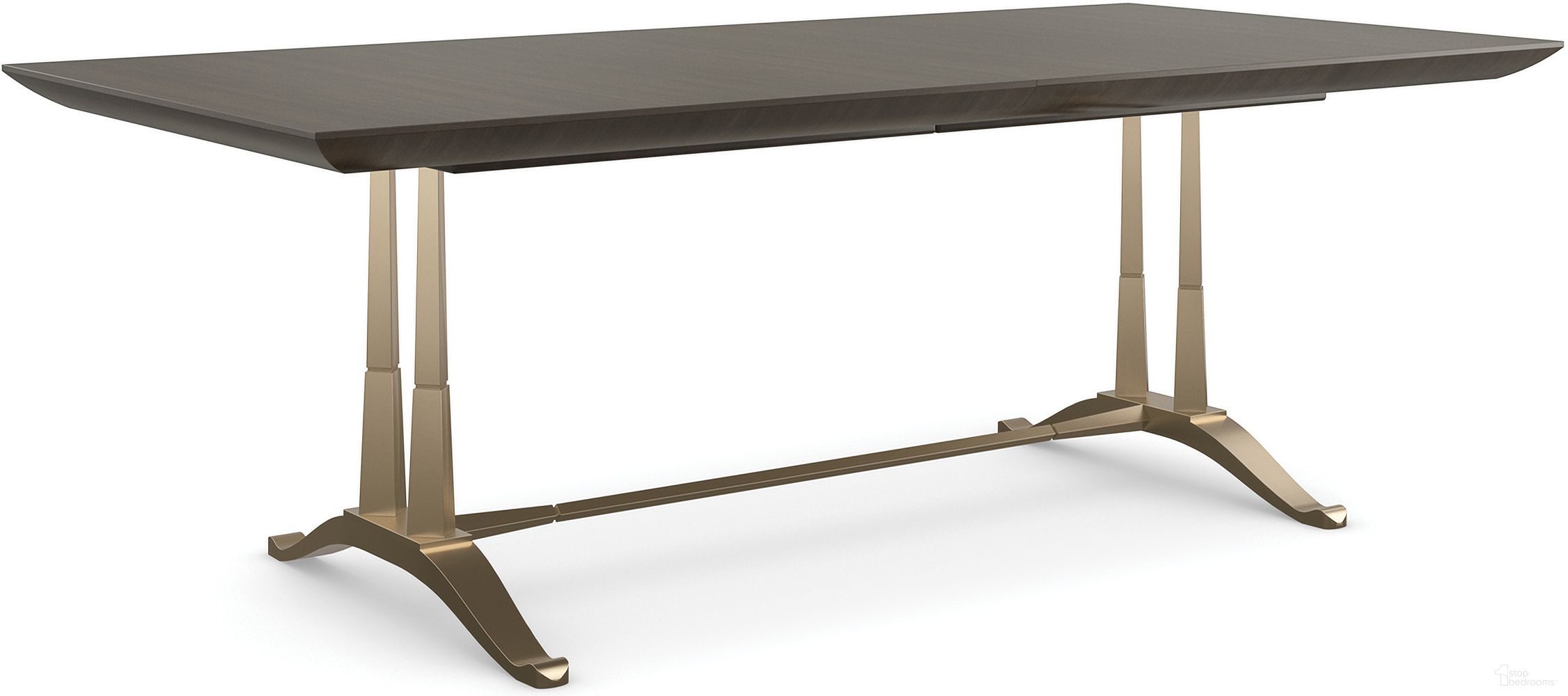 The appearance of Caracole Classic D'Orsay Dining Table In Champagne Gold designed by Caracole in the transitional interior design. This champagne gold piece of furniture was selected by 1StopBedrooms from Caracole Classic Collection to add a touch of cosiness and style into your home. Sku: CLA-022-203B;CLA-022-203T. Table Base Style: Trestle. Table Top Shape: Rectangular. Material: Poplar. Size: 42" x 88".