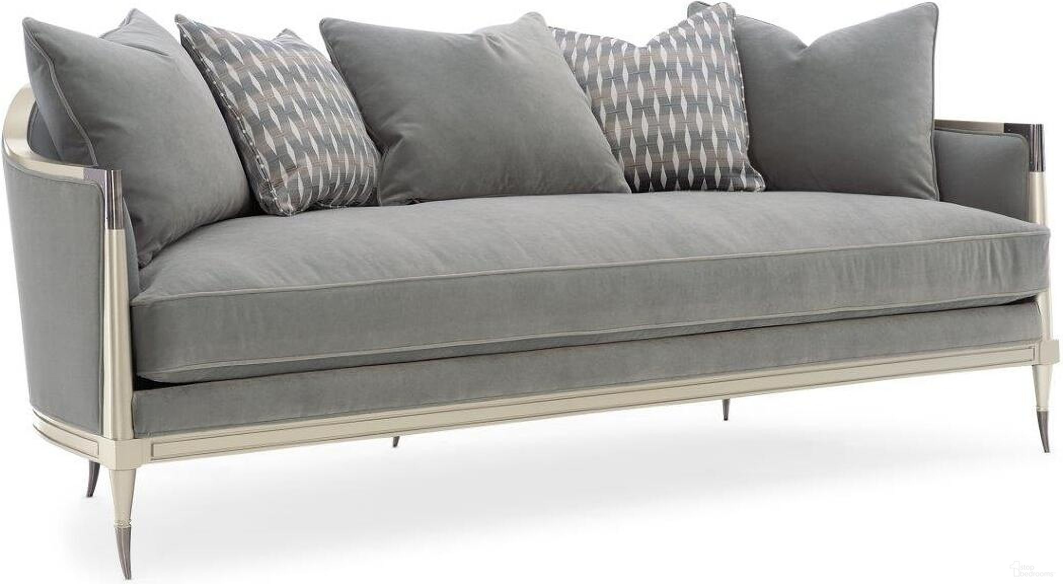The appearance of Caracole Upholstery Splash Of Flash Sofa designed by Caracole in the transitional interior design. This gray piece of furniture  was selected by 1StopBedrooms from Caracole Upholstery Collection to add a touch of cosiness and style into your home. Sku: UPH-420-112-A. Material: Birch.