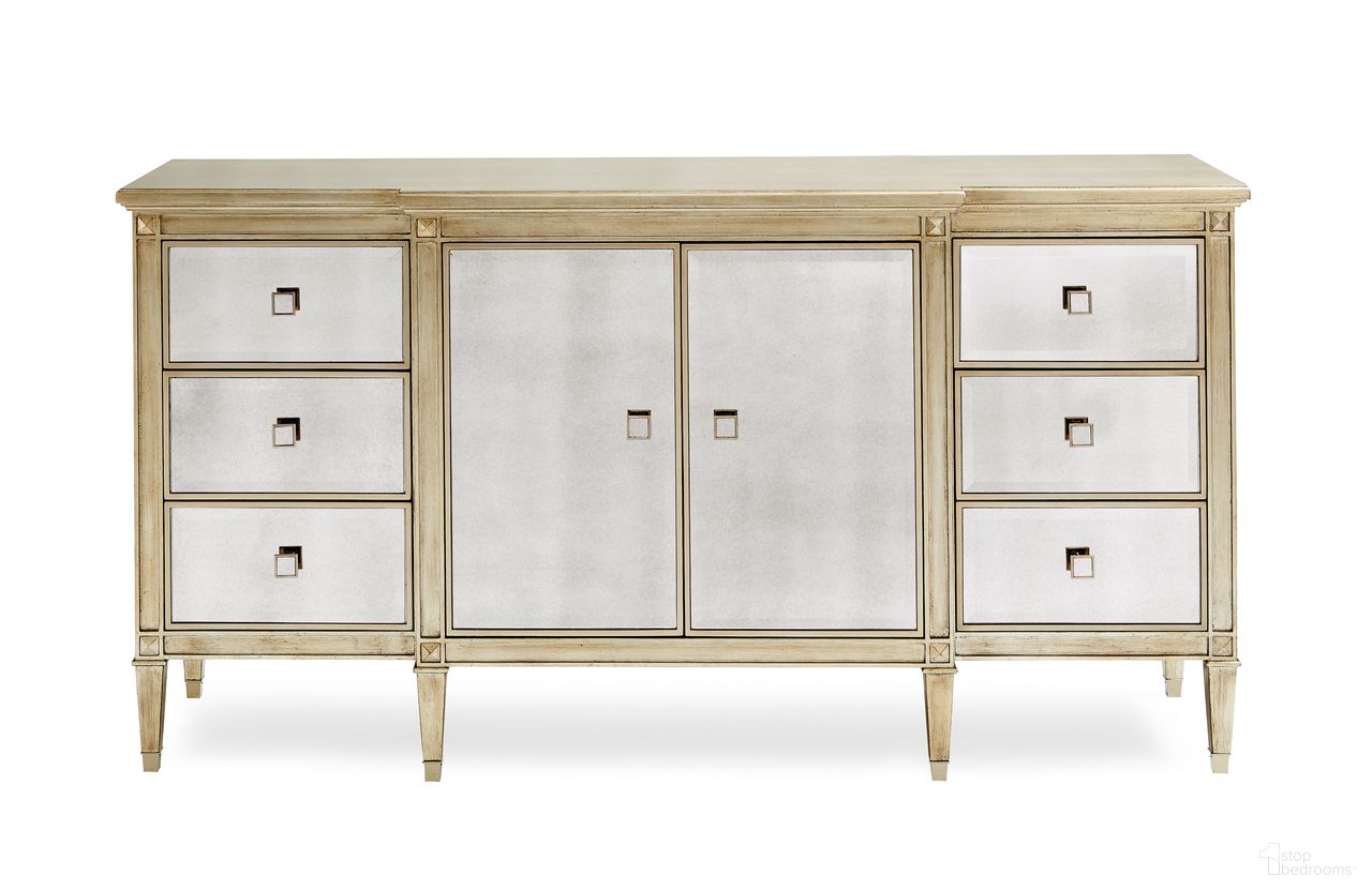 The appearance of Caracole Classic La-Dee-Dah Dresser designed by Caracole in the modern / contemporary interior design. This gold piece of furniture was selected by 1StopBedrooms from Caracole Classic Collection to add a touch of cosiness and style into your home. Sku: CLA-016-034. Material: Wood.