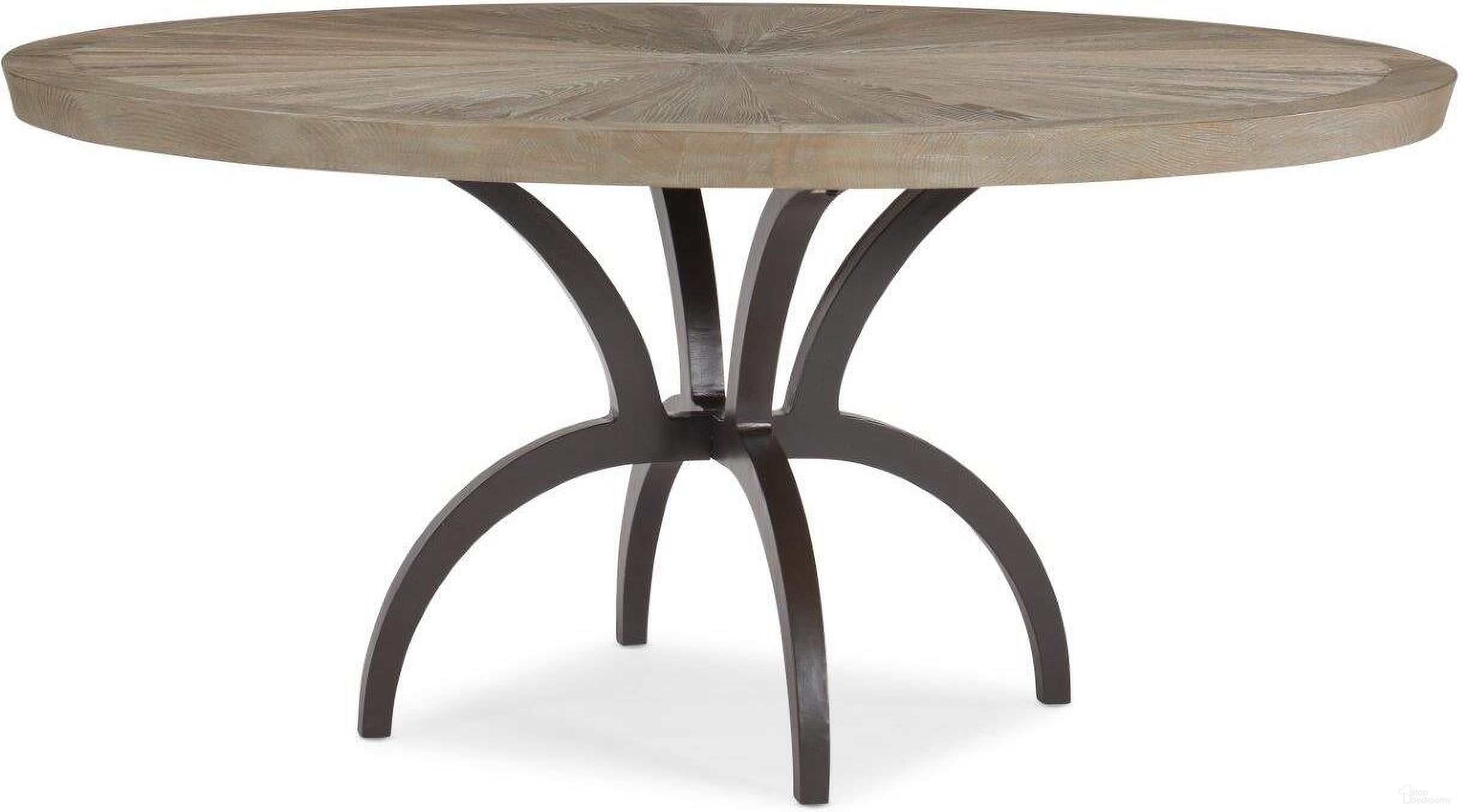 The appearance of Caracole Classic Rough And Ready 54 Dining Table designed by Caracole in the transitional interior design. This brown piece of furniture was selected by 1StopBedrooms from Caracole Classic Collection to add a touch of cosiness and style into your home. Sku: CLA-019-2013B;CLA-019-2013T. Table Base Style: Pedestal. Table Top Shape: Round. Material: Metal. Size: 54".