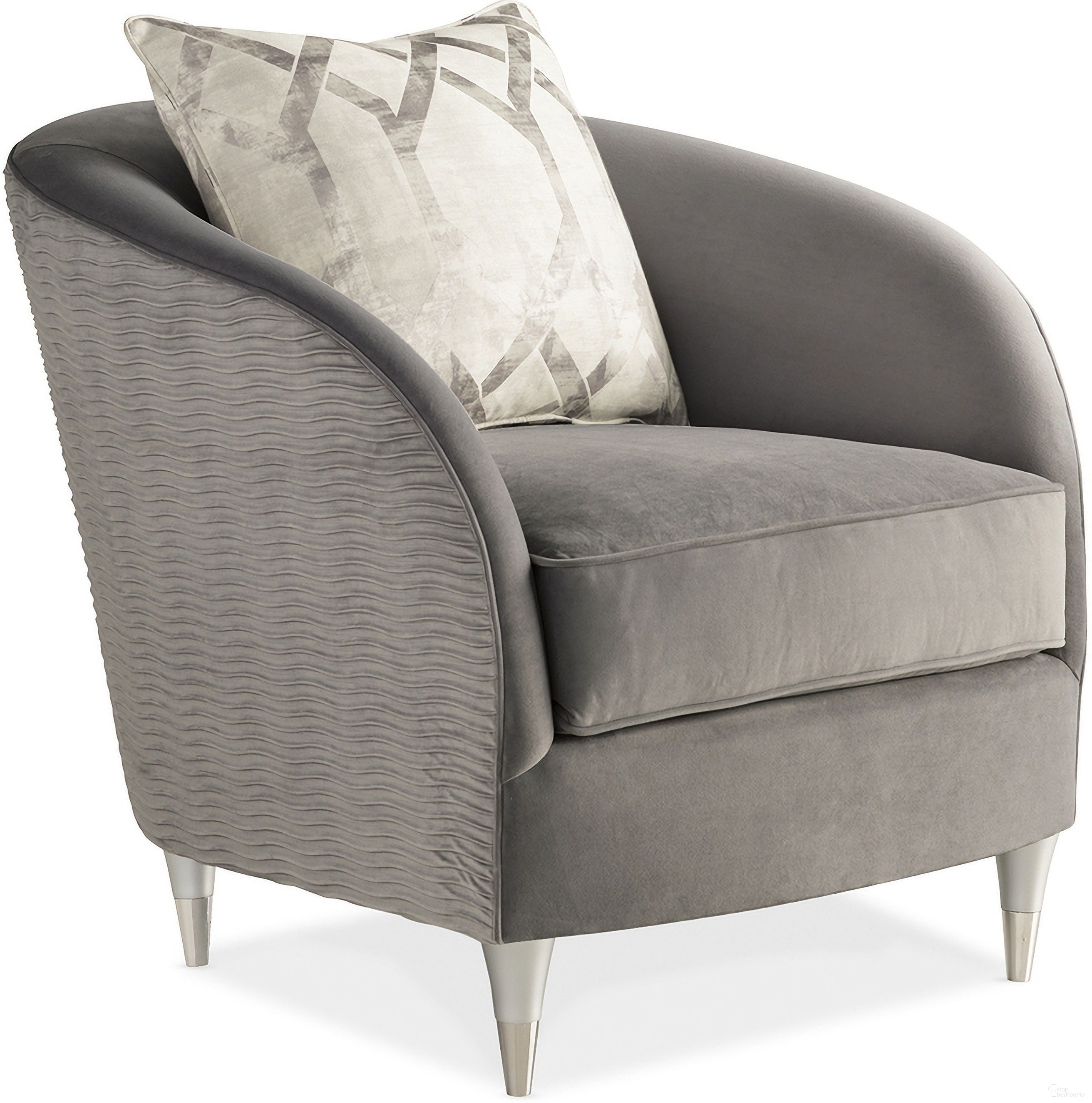 The appearance of Caracole Farrah By Schnadig Accent Chair designed by Caracole in the transitional interior design. This nickel piece of furniture was selected by 1StopBedrooms from Farrah Collection to add a touch of cosiness and style into your home. Sku: 9260-004-A. Material: Wood.