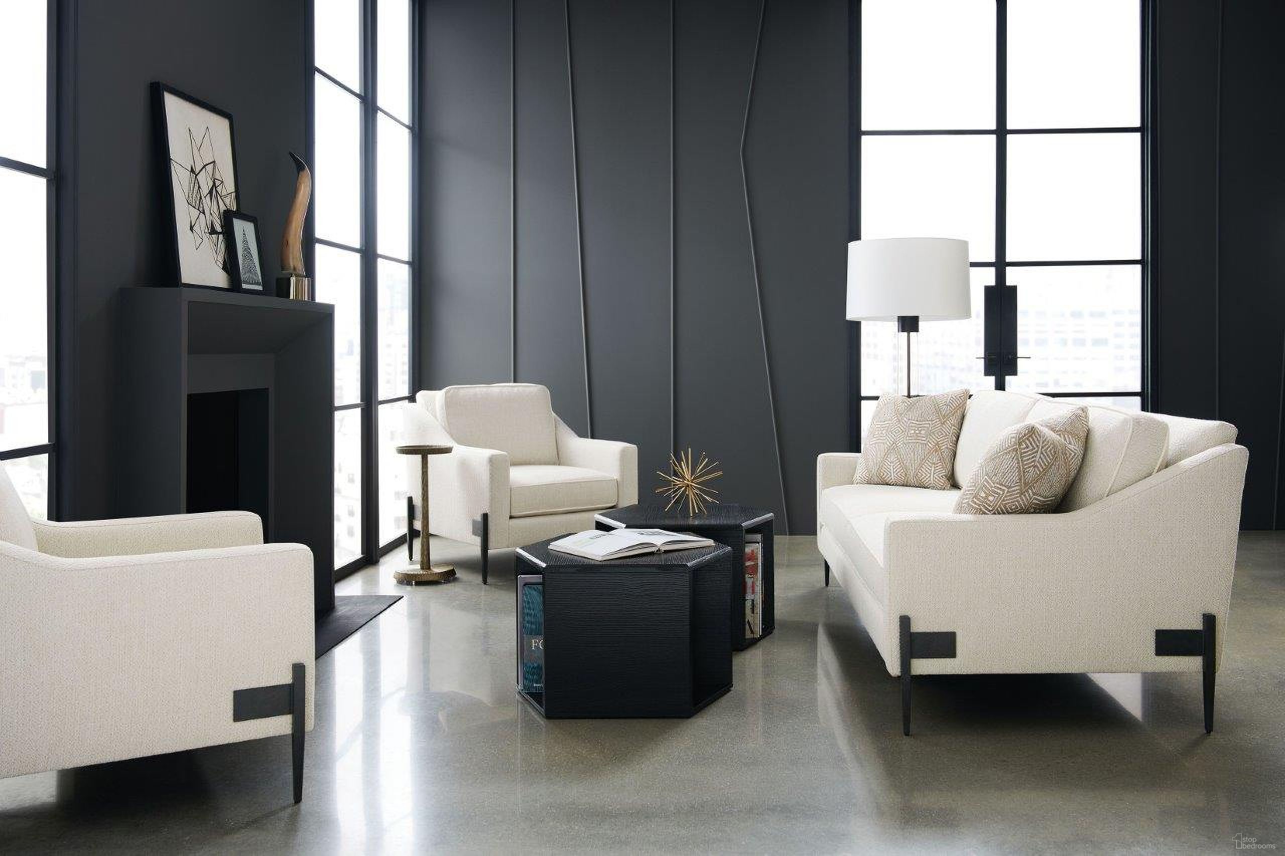 The appearance of Caracole Modern Cream and Black Iron Remix Living Room Set designed by Caracole in the modern / contemporary interior design. This white piece of furniture  was selected by 1StopBedrooms from Modern Artisan Remix Collection to add a touch of cosiness and style into your home. Sku: M110-019-211-A;M110-019-231-A. Material: Metal.