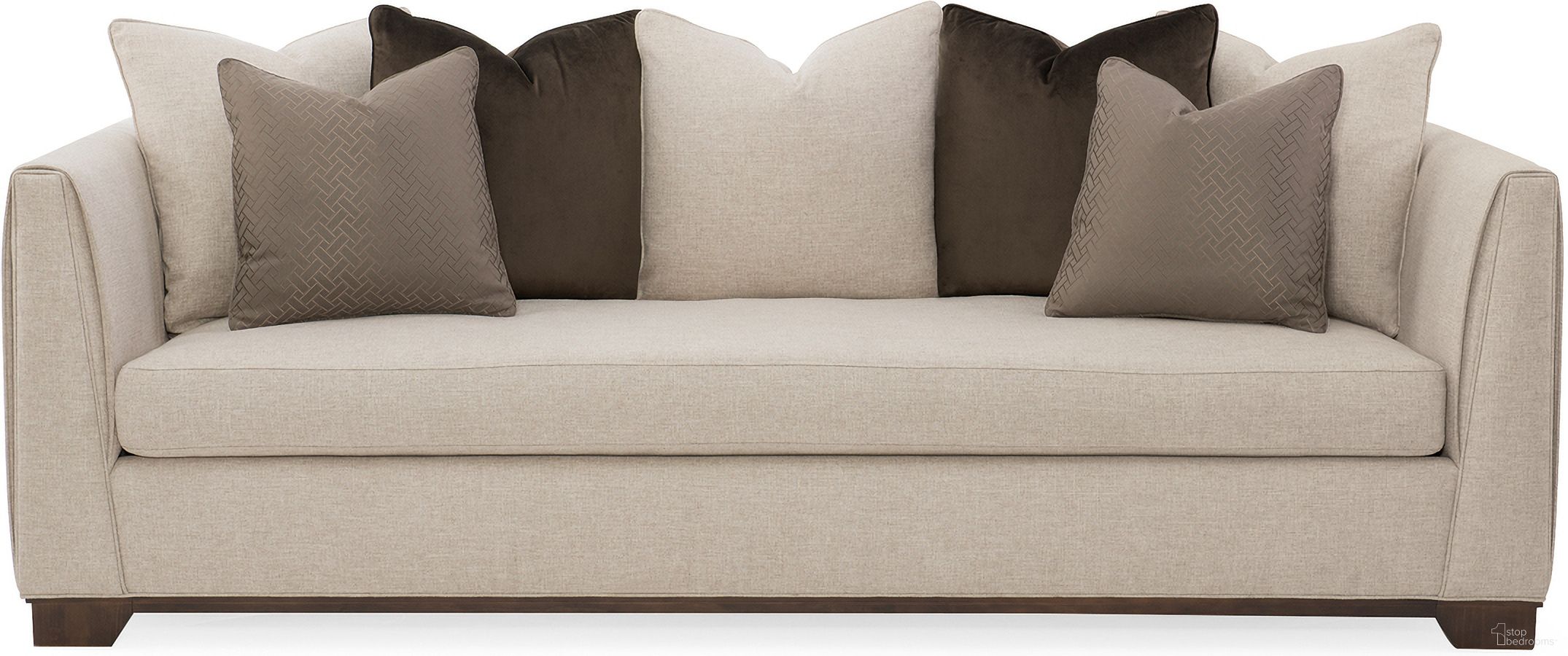 The appearance of Caracole Modern Streamline Moderne Sofa designed by Caracole in the transitional interior design. This beige piece of furniture was selected by 1StopBedrooms from Modern Streamline Collection to add a touch of cosiness and style into your home. Sku: M020-417-012-A. Material: Pine.
