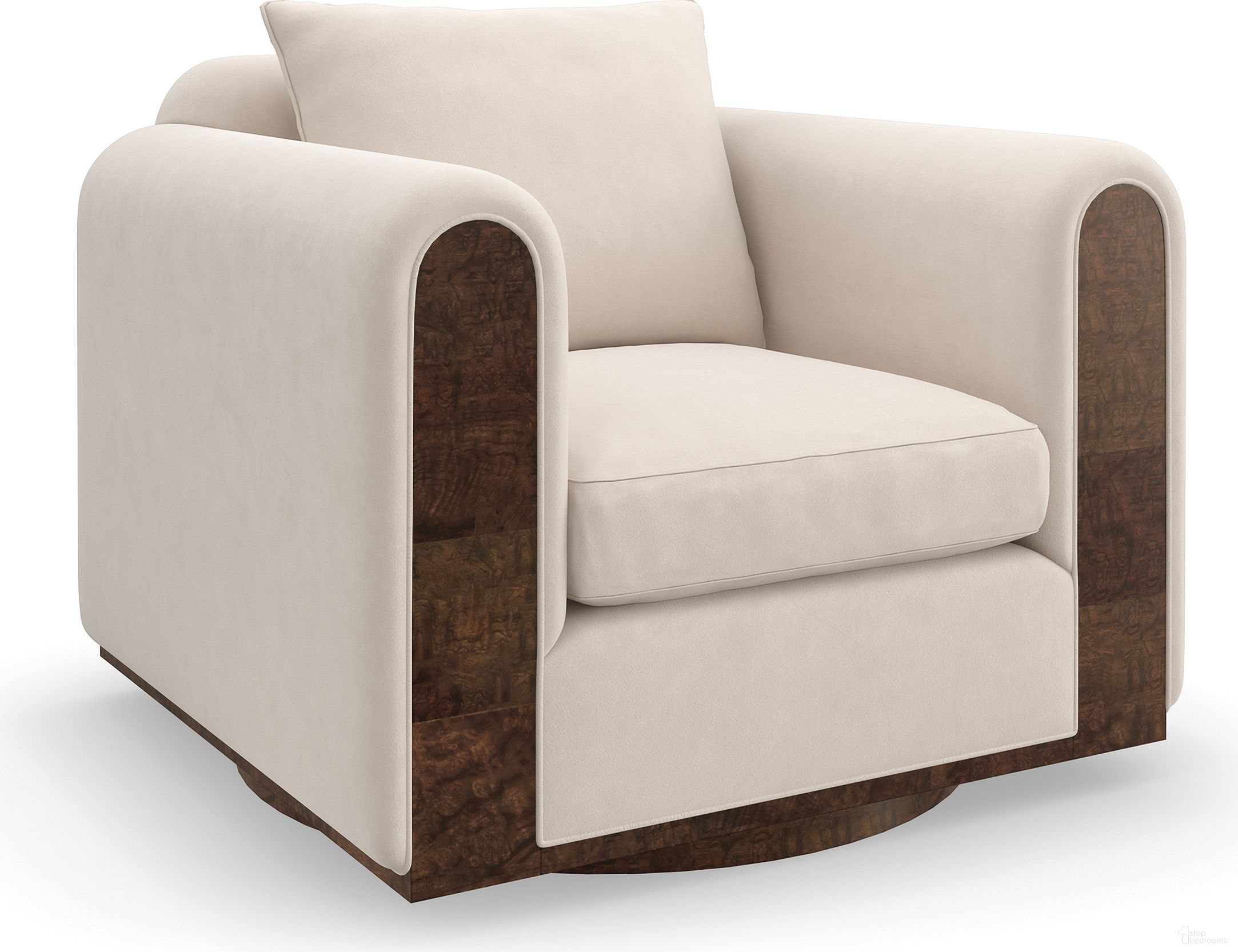 The appearance of Caracole Upholstery Dimitri Chair In Burl designed by Caracole in the transitional interior design. This burl piece of furniture  was selected by 1StopBedrooms from Caracole Upholstery Collection to add a touch of cosiness and style into your home. Sku: UPH-022-031-A. Material: Wood.