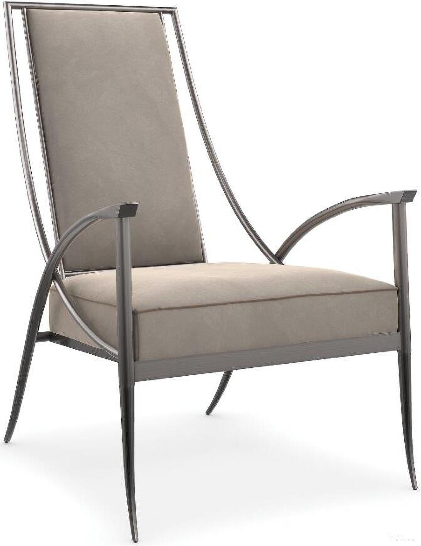 The appearance of Caracole Upholstery Mantis Accent Chair designed by Caracole in the transitional interior design. This gray piece of furniture  was selected by 1StopBedrooms from Caracole Upholstery Collection to add a touch of cosiness and style into your home. Sku: UPH-422-231-A. Material: Metal.