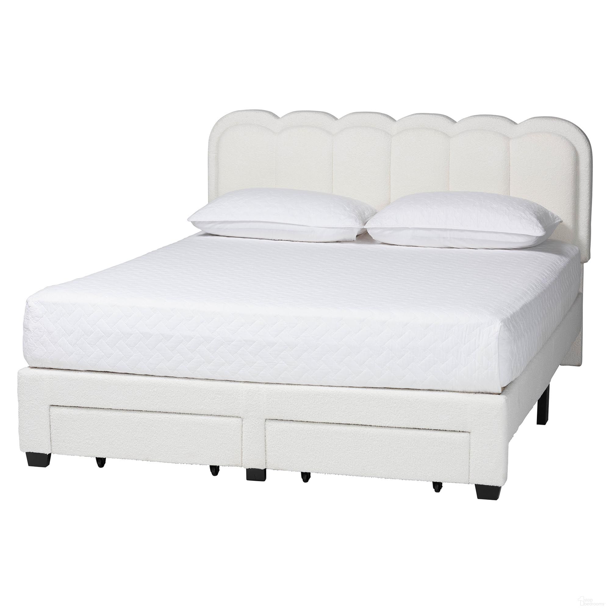 The appearance of Caradonna Teddy-Bear Fabric Queen Bed with Storage Drawers In Cream and Black designed by Baxton Studio in the modern / contemporary interior design. This cream and black piece of furniture was selected by 1StopBedrooms from Caradonna Collection to add a touch of cosiness and style into your home. Sku: SP1072-B-CF0034-Cream Teddy-Bear Fabric -Queen. Bed Type: Storage Bed. Material: Polyester. Bed Size: Queen.