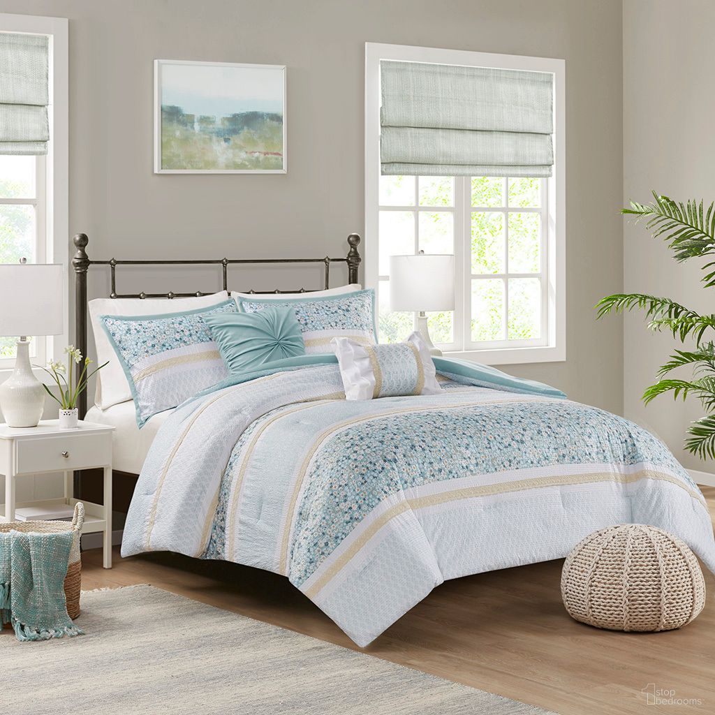 The appearance of Caralie 5 Piece Seersucker Full/Queen Comforter Set with Throw Pillows In Aqua designed by Olliix in the modern / contemporary interior design. This aqua piece of furniture was selected by 1StopBedrooms from Caralie Collection to add a touch of cosiness and style into your home. Sku: MP10-8287. Material: Polyester. Bed Size: Full.
