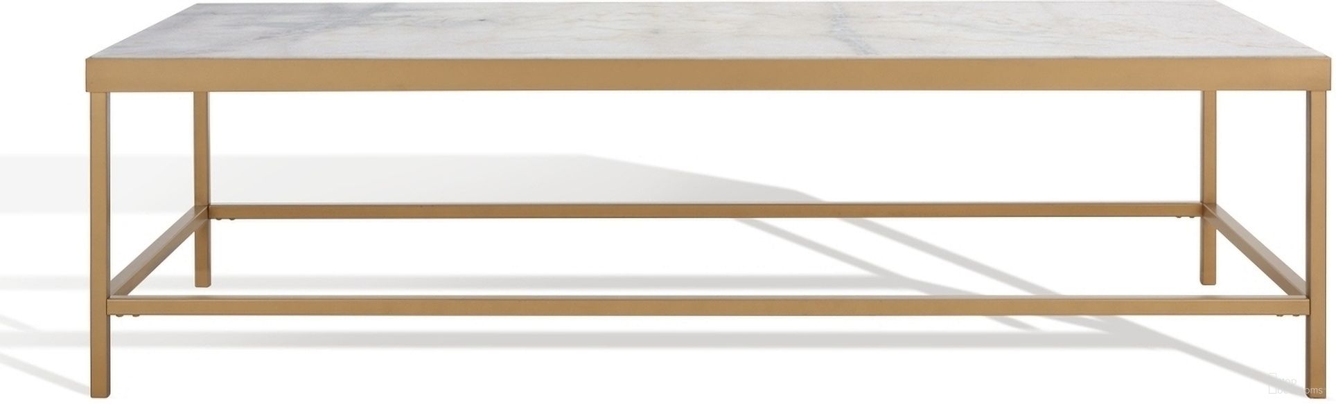 The appearance of Caralyn Rectangle Marble Coffee Table In White And Brass designed by Safavieh Couture in the modern / contemporary interior design. This brass piece of furniture was selected by 1StopBedrooms from Caralyn Collection to add a touch of cosiness and style into your home. Sku: SFV9513A. Material: MDF.