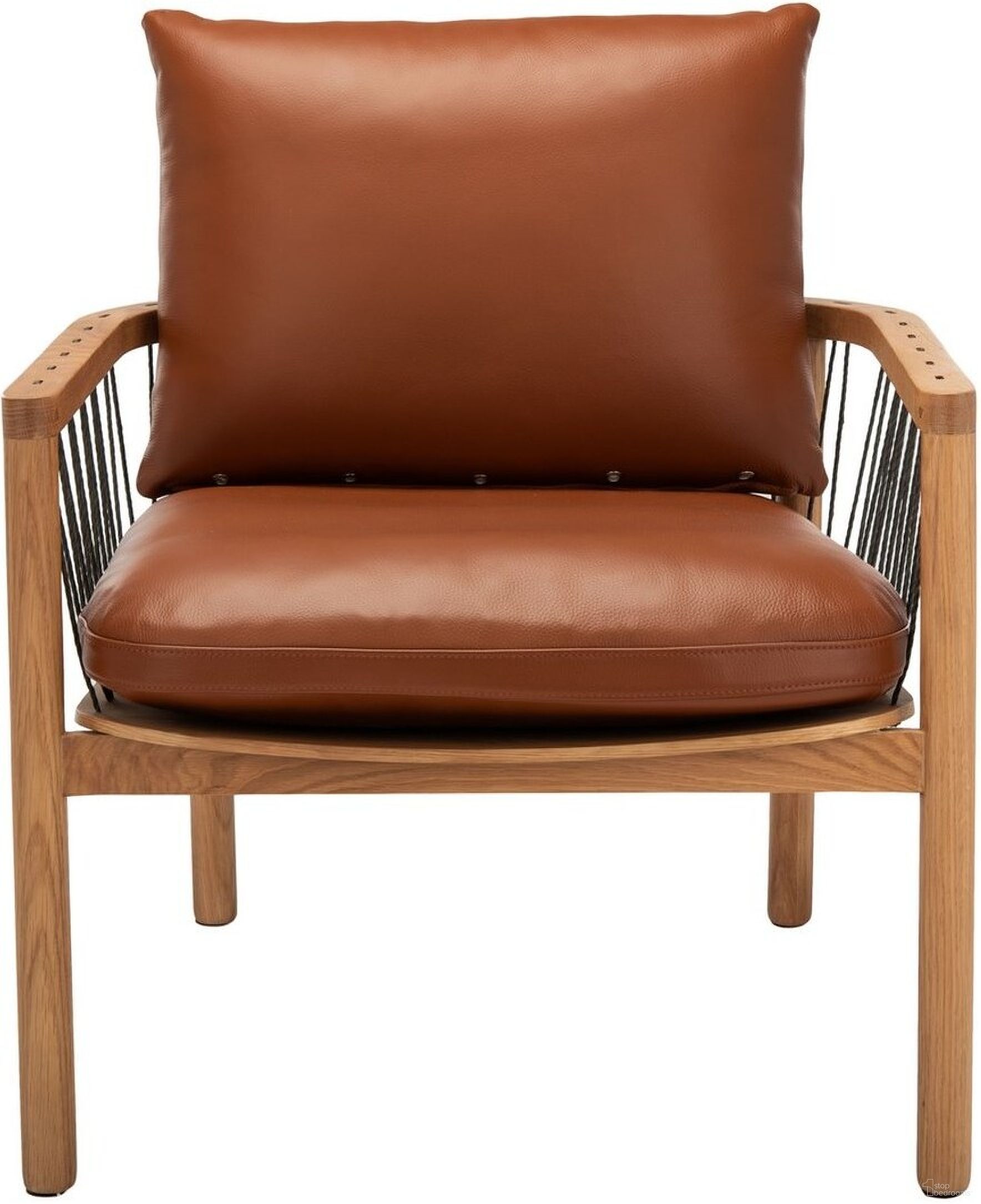 The appearance of Caramel Midcentury Leather Chair In Brown designed by Safavieh Couture in the rustic / southwestern interior design. This brown piece of furniture  was selected by 1StopBedrooms from Caramel Collection to add a touch of cosiness and style into your home. Sku: SFV4515A. Material: Wood.