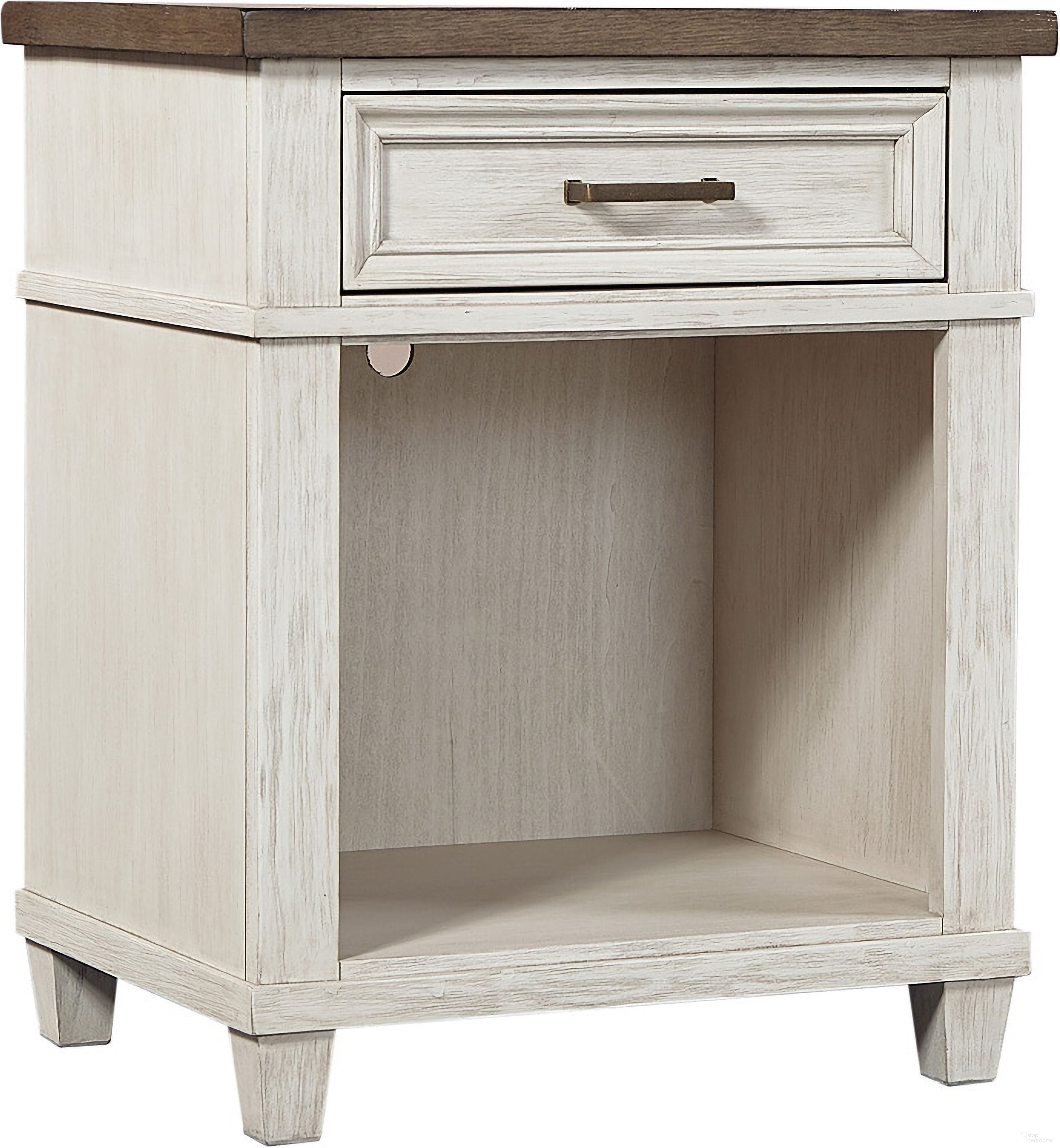 The appearance of Caraway 1 Drawer Nightstand In Aged Ivory designed by Aspenhome in the country / farmhouse interior design. This aged ivory piece of furniture  was selected by 1StopBedrooms from Caraway Collection to add a touch of cosiness and style into your home. Sku: I248-451N-2. Material: Wood.