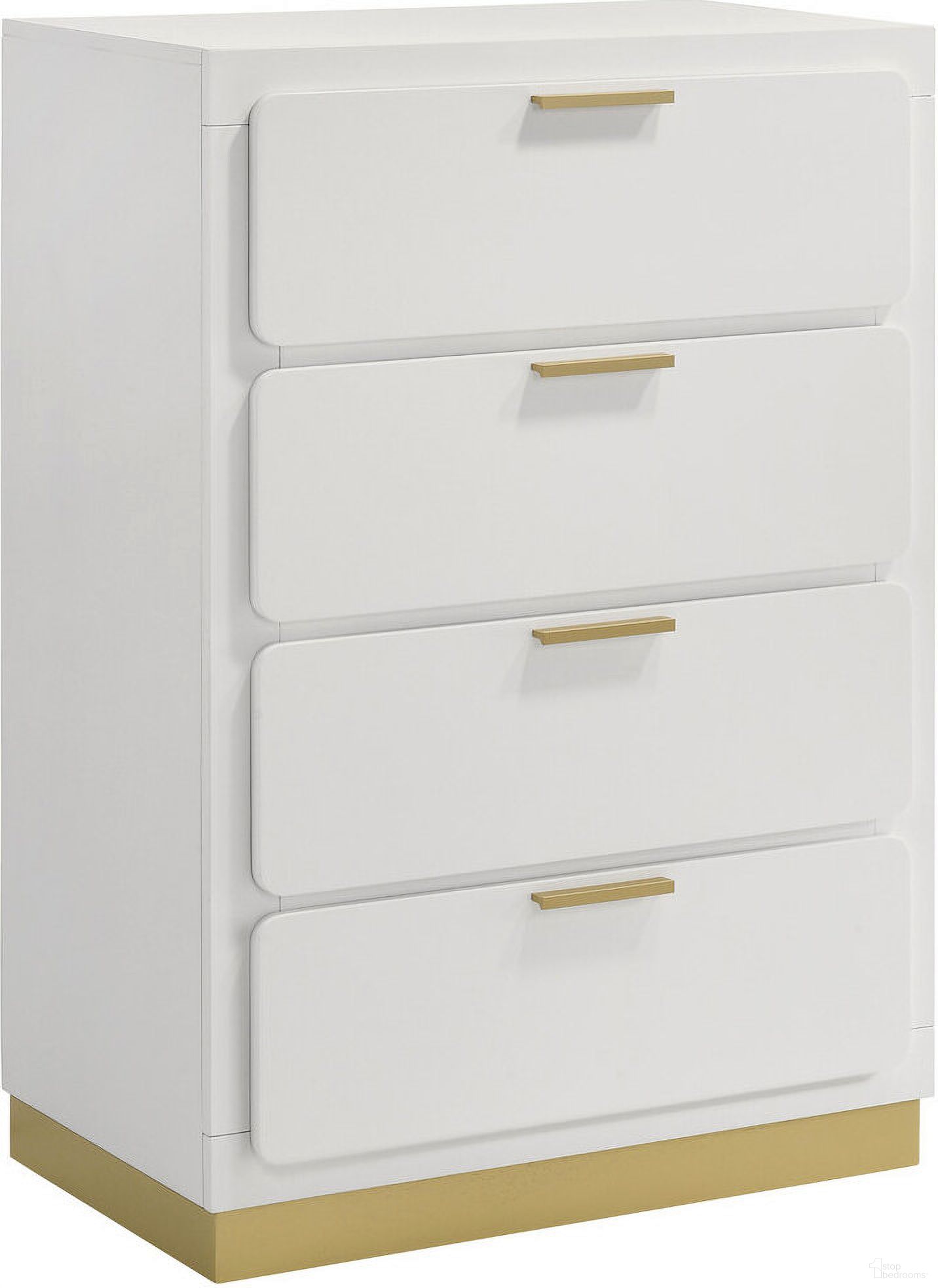 The appearance of Caraway 4-drawer Bedroom Chest White designed by Coaster in the modern / contemporary interior design. This white piece of furniture was selected by 1StopBedrooms from Caraway Collection to add a touch of cosiness and style into your home. Sku: 224775. Material: Wood.