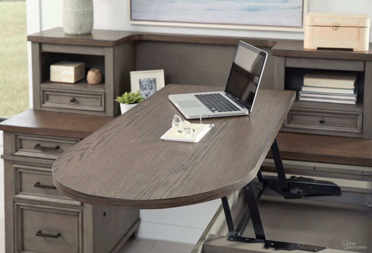 The appearance of Caraway 48 Inch Return Desk In Aged Slate designed by Aspenhome in the country / farmhouse interior design. This slate piece of furniture was selected by 1StopBedrooms from Caraway Collection to add a touch of cosiness and style into your home. Sku: I248-308-SLT-1. Material: Wood.