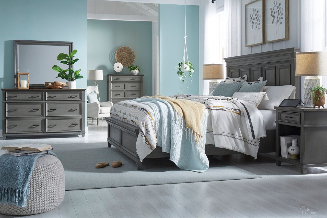 Caraway California King Panel Bed In Grey