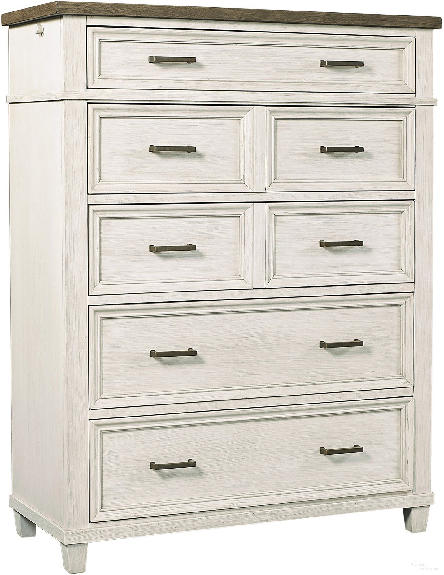 The appearance of Caraway Chest In Aged Ivory designed by Aspenhome in the country / farmhouse interior design. This aged ivory piece of furniture  was selected by 1StopBedrooms from Caraway Collection to add a touch of cosiness and style into your home. Sku: I248-456-2. Material: Wood.