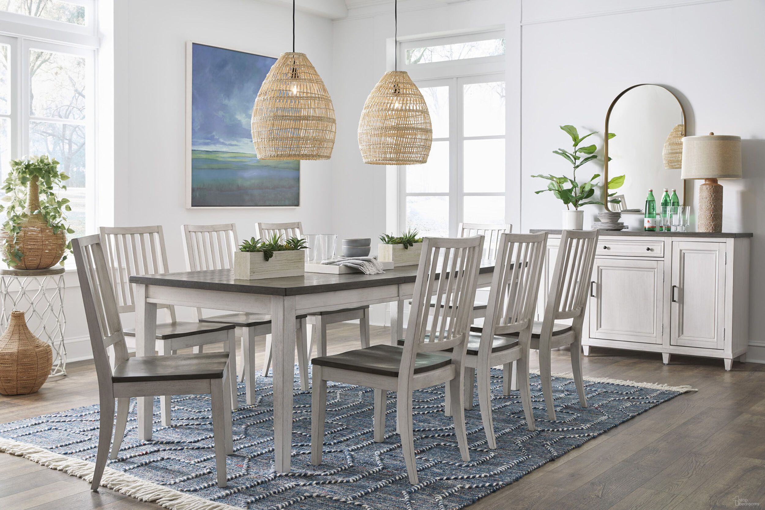 The appearance of Caraway Dining Set In Aged Ivory designed by Aspenhome in the country / farmhouse interior design. This aged ivory piece of furniture was selected by 1StopBedrooms from Caraway Collection to add a touch of cosiness and style into your home. Sku: I248-6050;I248-6640S. Material: Wood. Table Top Shape: Rectangular. Size: 30" x 84".