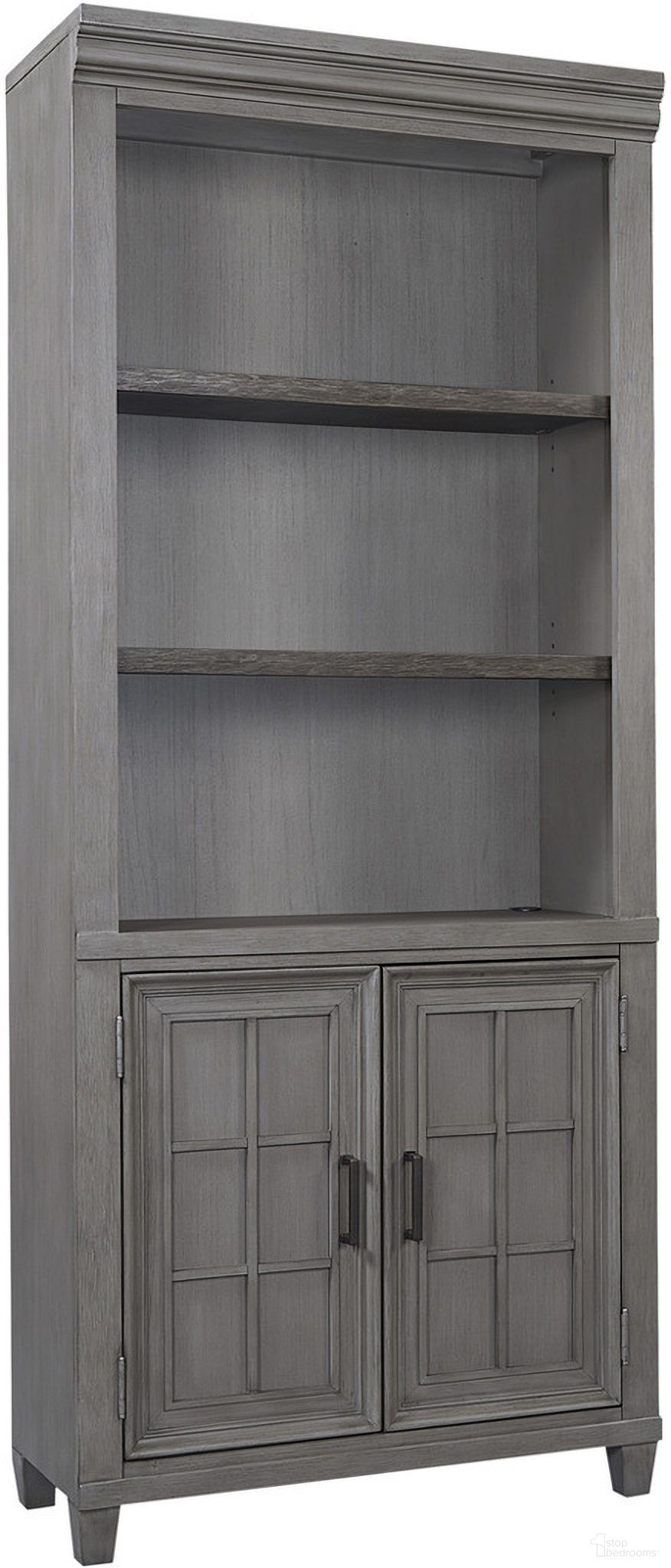 The appearance of Caraway Door Bookcase In Grey designed by Aspenhome in the country / farmhouse interior design. This grey piece of furniture was selected by 1StopBedrooms from Caraway Collection to add a touch of cosiness and style into your home. Sku: I248-332-SLT-1. Material: Wood.