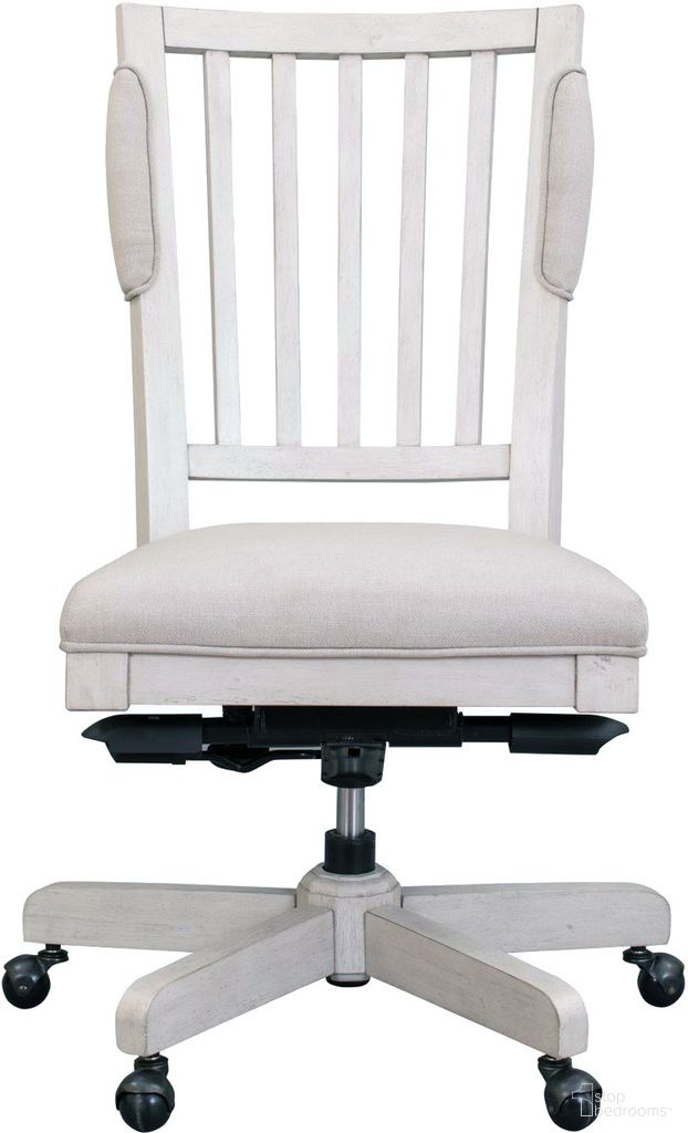 The appearance of Caraway Office Chair In White designed by Aspenhome in the country / farmhouse interior design. This white piece of furniture  was selected by 1StopBedrooms from Caraway Collection to add a touch of cosiness and style into your home. Sku: I248-366-1. Material: Wood.