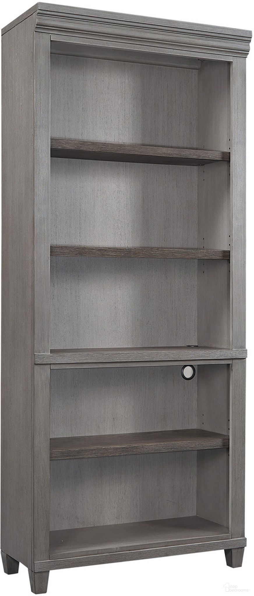 The appearance of Caraway Open Bookcase In Aged Slate designed by Aspenhome in the country / farmhouse interior design. This slate piece of furniture was selected by 1StopBedrooms from Caraway Collection to add a touch of cosiness and style into your home. Sku: I248-333-SLT-1. Material: Wood.