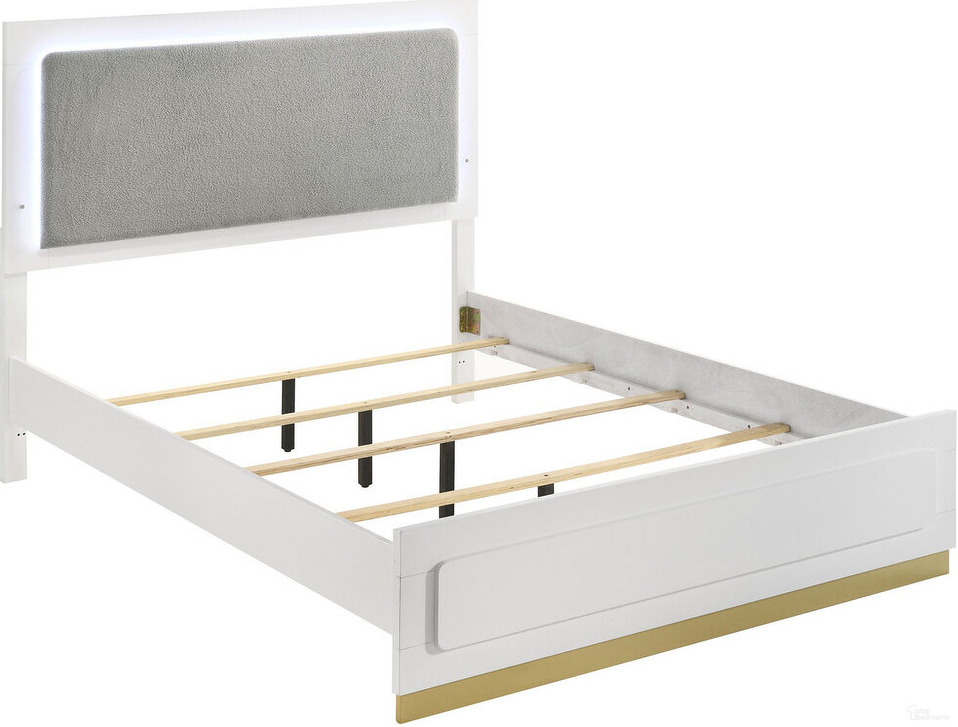 The appearance of Caraway Queen Bed with LED Headboard White and Grey designed by Coaster in the modern / contemporary interior design. This white piece of furniture  was selected by 1StopBedrooms from Caraway Collection to add a touch of cosiness and style into your home. Sku: 224771QB1;224771QB2. Bed Type: Panel Bed. Material: Wood. Bed Size: Queen.