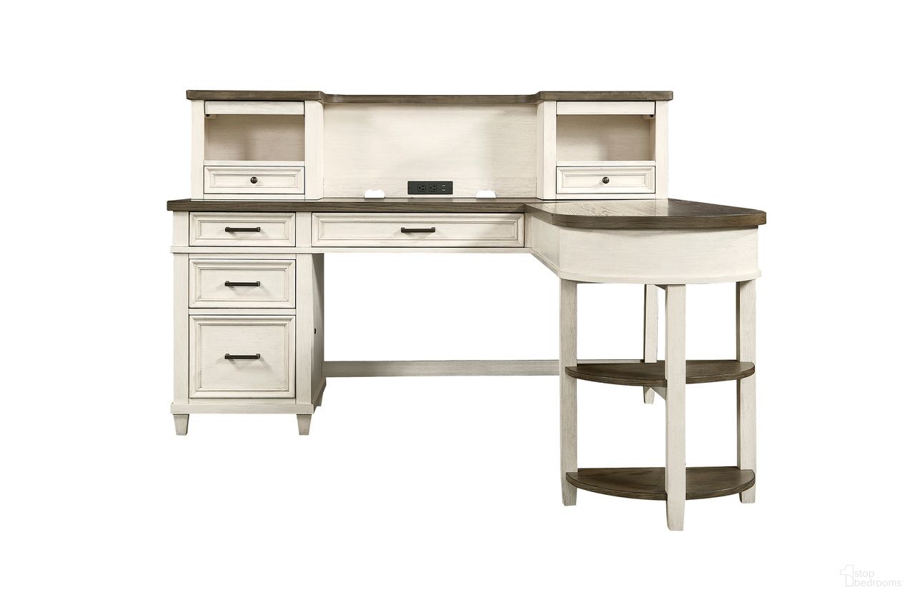 The appearance of Caraway Single Ped Desk Hutch In Aged Ivory designed by Aspenhome in the country / farmhouse interior design. This aged ivory piece of furniture was selected by 1StopBedrooms from Caraway Collection to add a touch of cosiness and style into your home. Sku: I248-307H-1. Material: Wood.