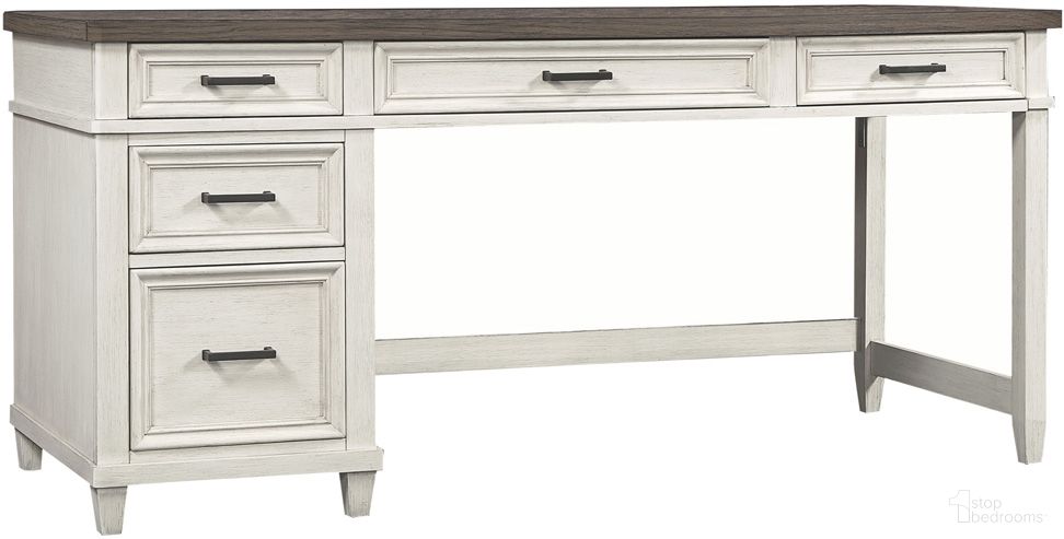 Caraway Single Ped Desk In Aged Ivory