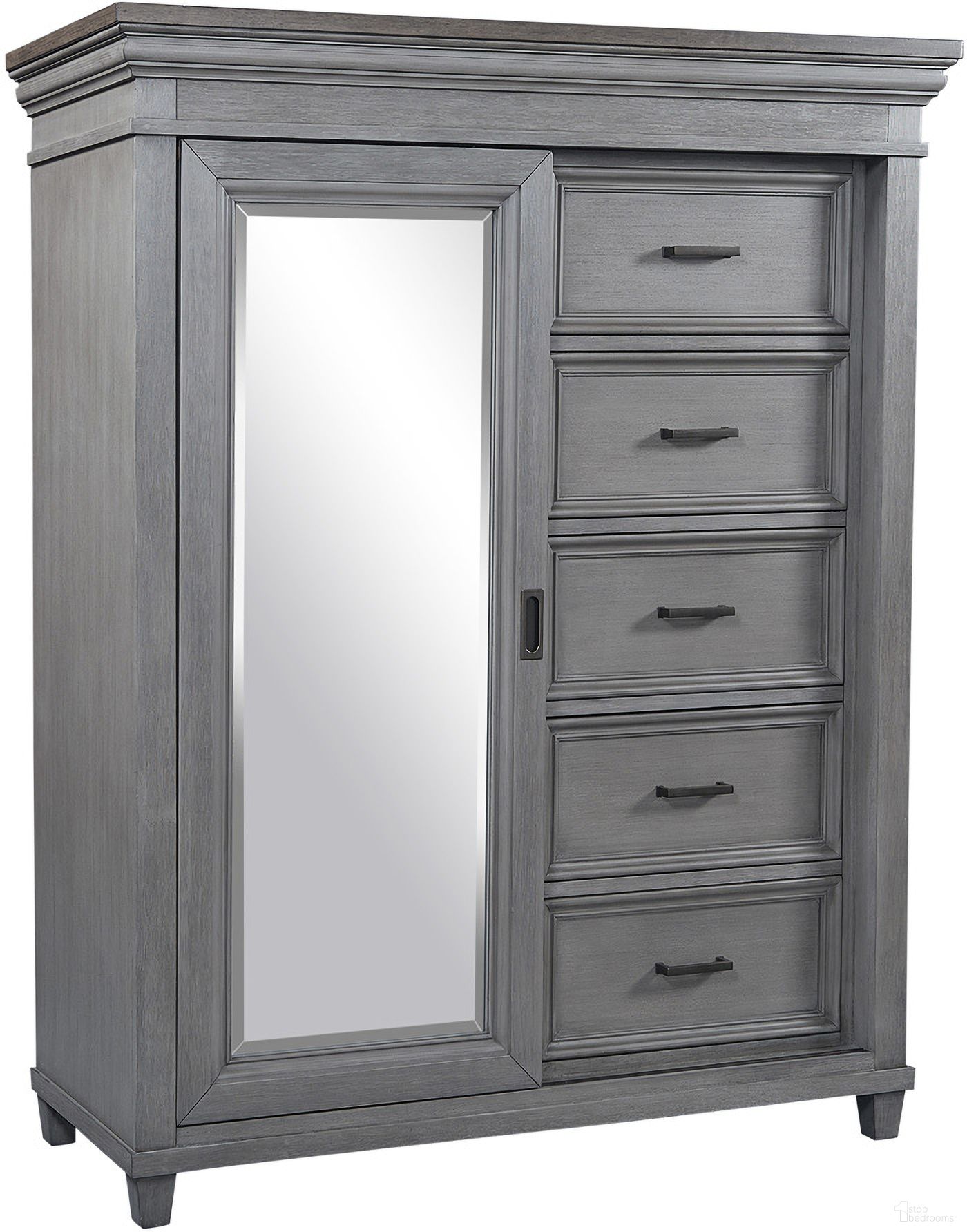 The appearance of Caraway Sliding Door Chest In Aged Slate designed by Aspenhome in the country / farmhouse interior design. This slate piece of furniture was selected by 1StopBedrooms from Caraway Collection to add a touch of cosiness and style into your home. Sku: I248-457-SLT-2. Material: Wood.