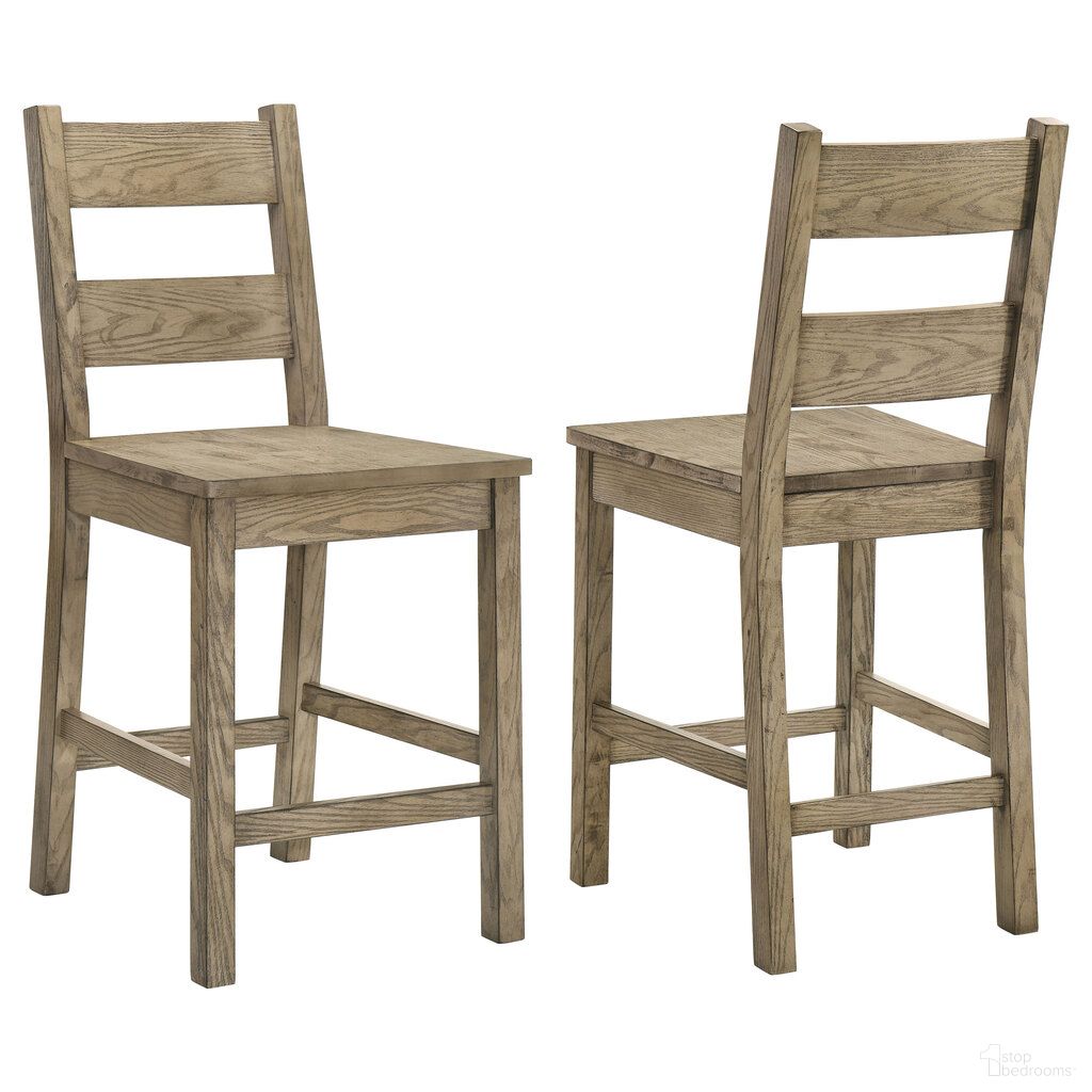 The appearance of Cardova Counter Height Dining Chair Set of 2 In Vineyard Oak designed by Coaster in the rustic / southwestern interior design. This vineyard oak piece of furniture was selected by 1StopBedrooms from Cardova Collection to add a touch of cosiness and style into your home. Sku: 192929. Material: Rubberwood.