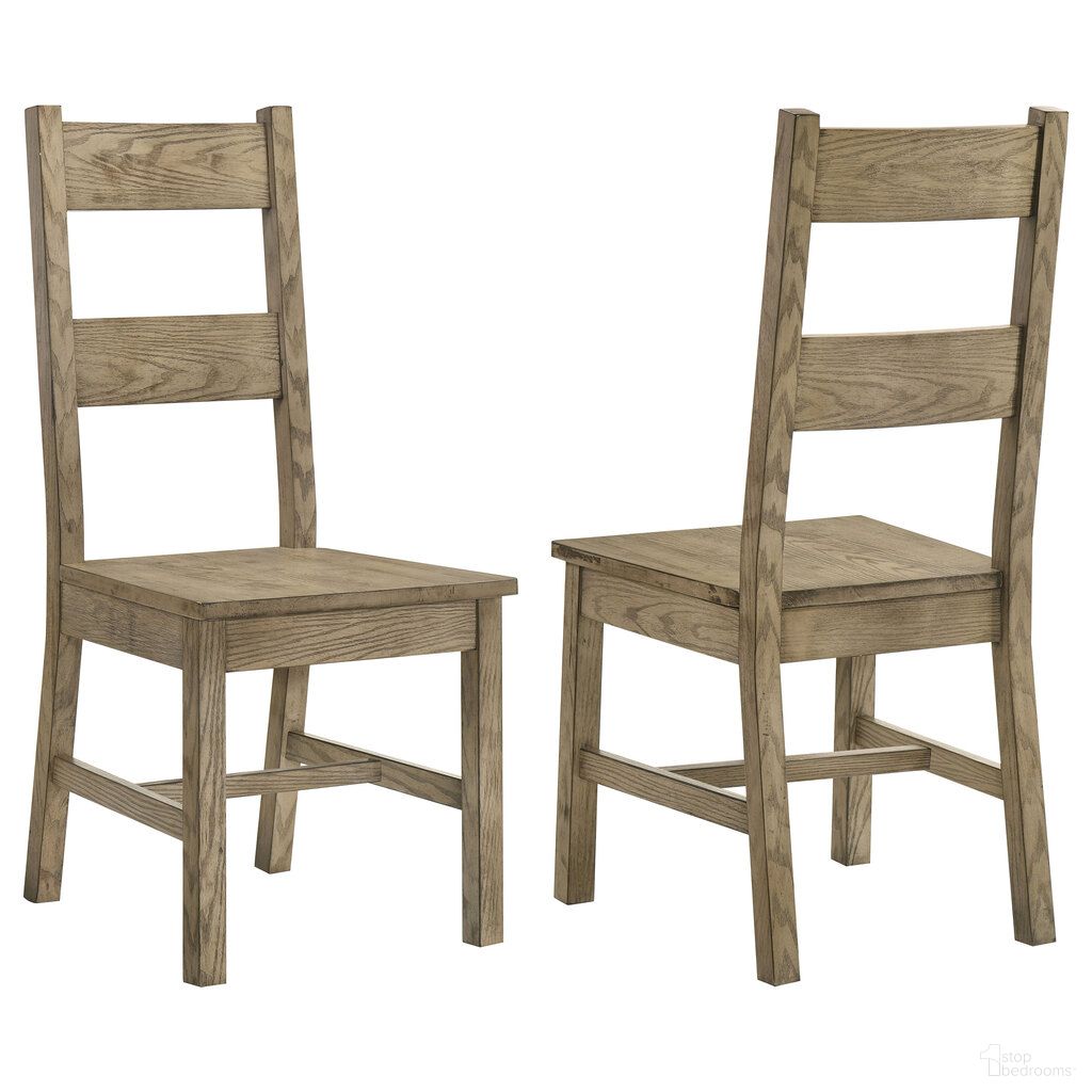 The appearance of Cardova Solid Wood Dining Side Chair Set of 2 In Vineyard Oak designed by Coaster in the rustic / southwestern interior design. This vineyard oak piece of furniture  was selected by 1StopBedrooms from Cardova Collection to add a touch of cosiness and style into your home. Sku: 192922. Material: Rubberwood. Chair Type: Side Chair.