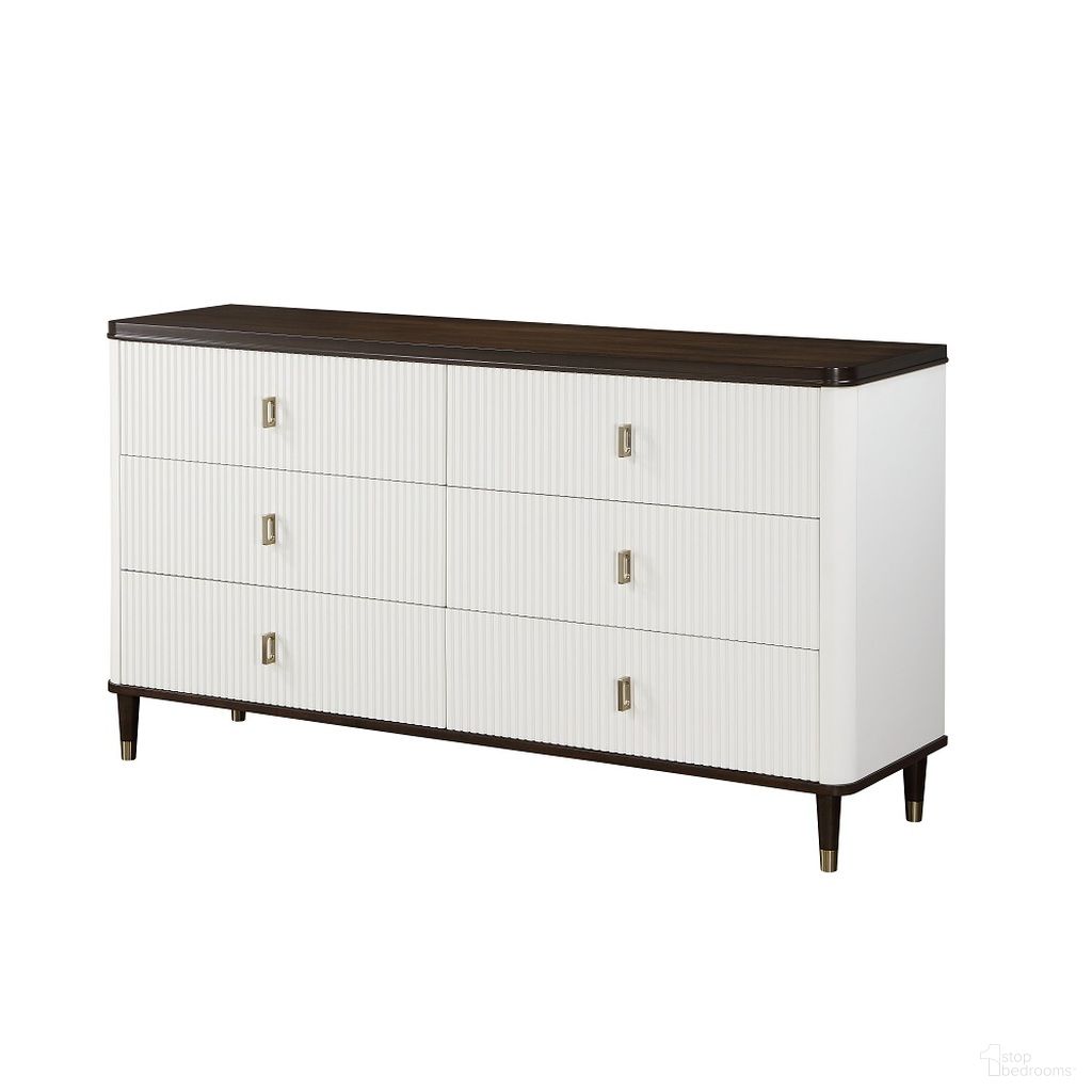 The appearance of Carena Dresser With Jewelry Tray In White and Brown designed by ACME in the transitional interior design. This white and brown piece of furniture  was selected by 1StopBedrooms from Carena Collection to add a touch of cosiness and style into your home. Sku: BD02030. Material: Wood.