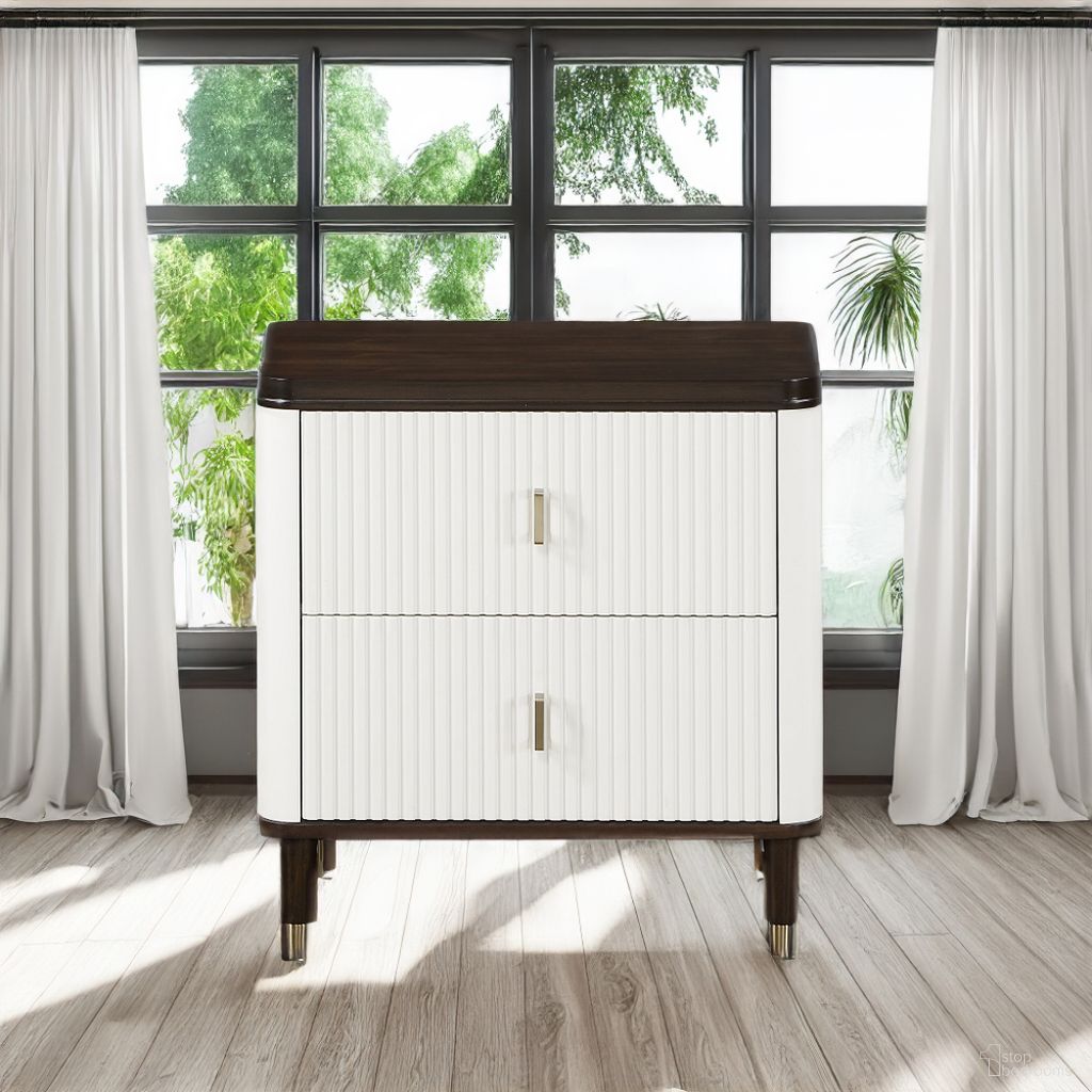 The appearance of Carena Nightstand With Usb In White and Brown designed by ACME in the transitional interior design. This white and brown piece of furniture  was selected by 1StopBedrooms from Carena Collection to add a touch of cosiness and style into your home. Sku: BD02028. Material: Wood.