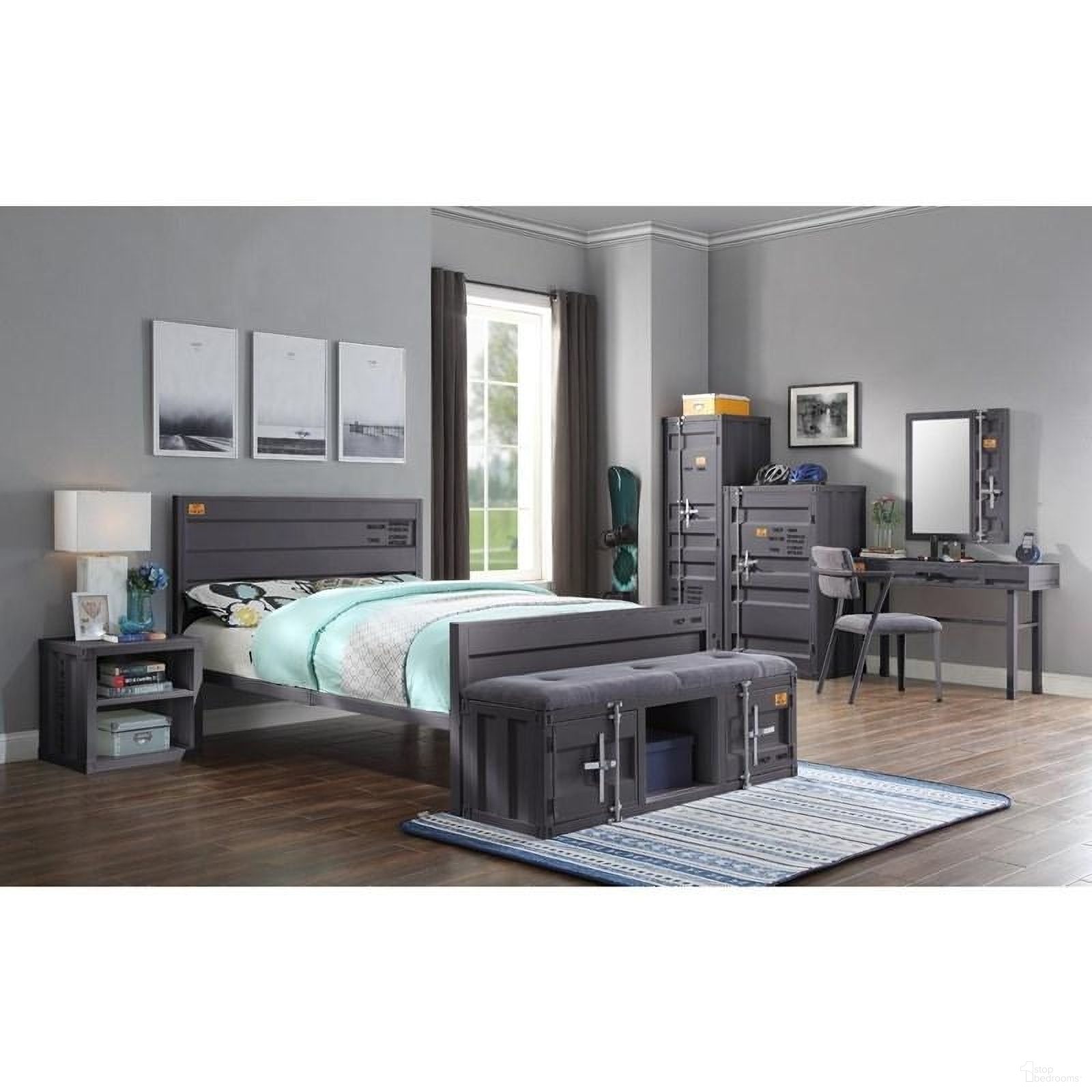 The appearance of Cargo Youth Panel Bedroom Set In Gunmetal designed by ACME in the industrial interior design. This gunmetal piece of furniture  was selected by 1StopBedrooms from Cargo Collection to add a touch of cosiness and style into your home. Sku: 35920T;35922. Material: Metal. Bed Size: Twin.