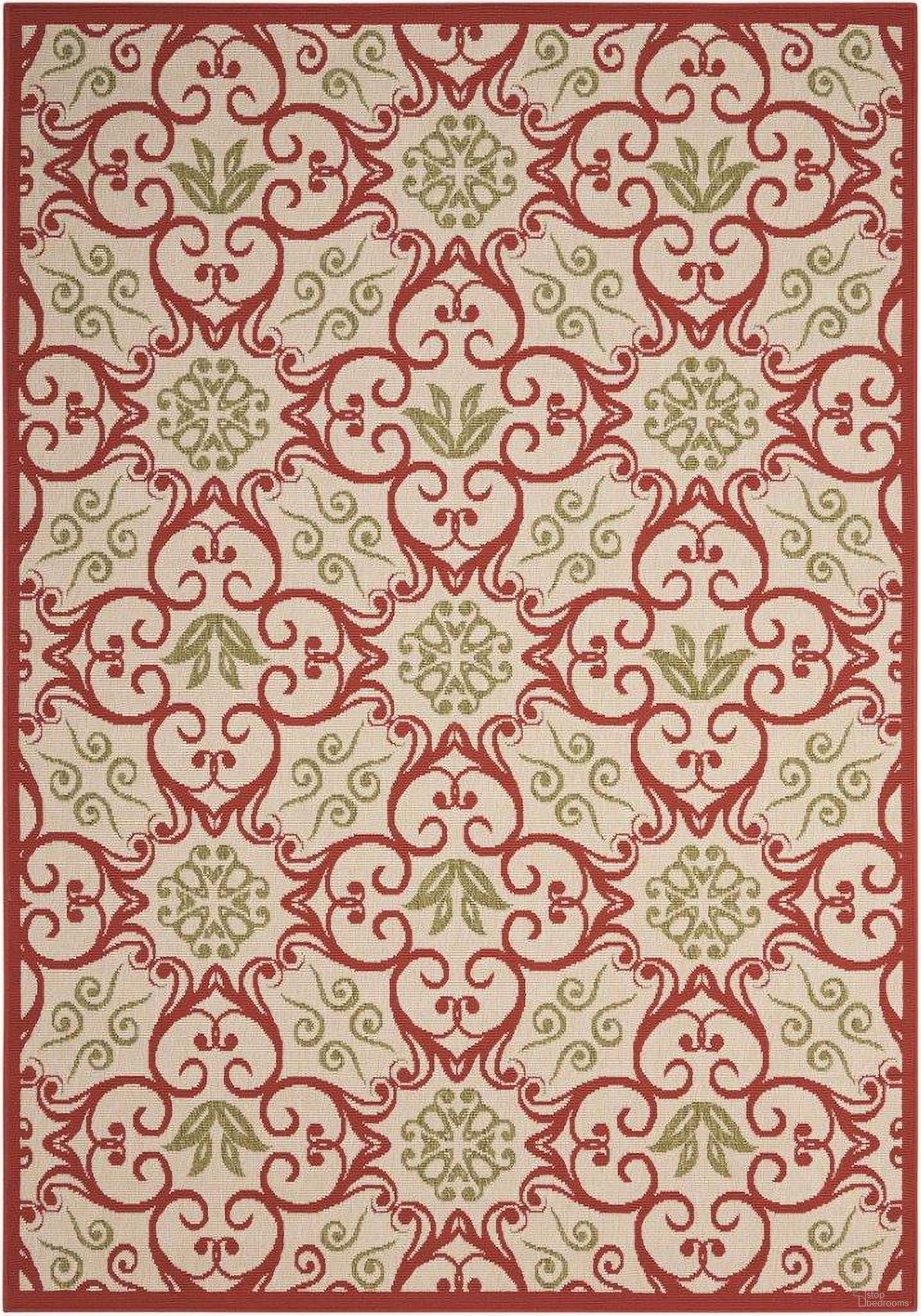 Caribbean Ivory and Rust 9'3" x 12'9" Area Rug