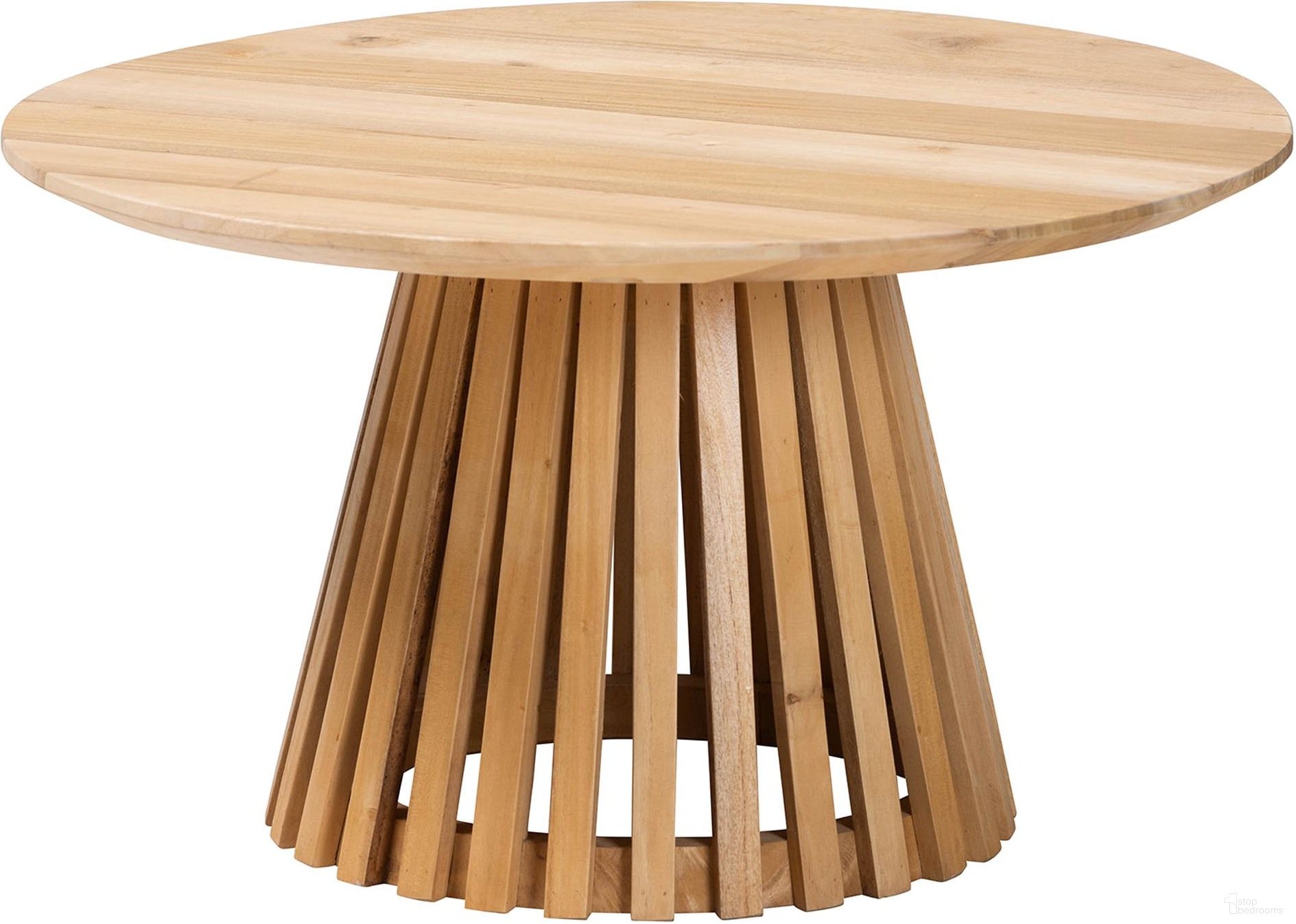 Caribic Slatted Acacia Wood Coffee Table In Natural Brown