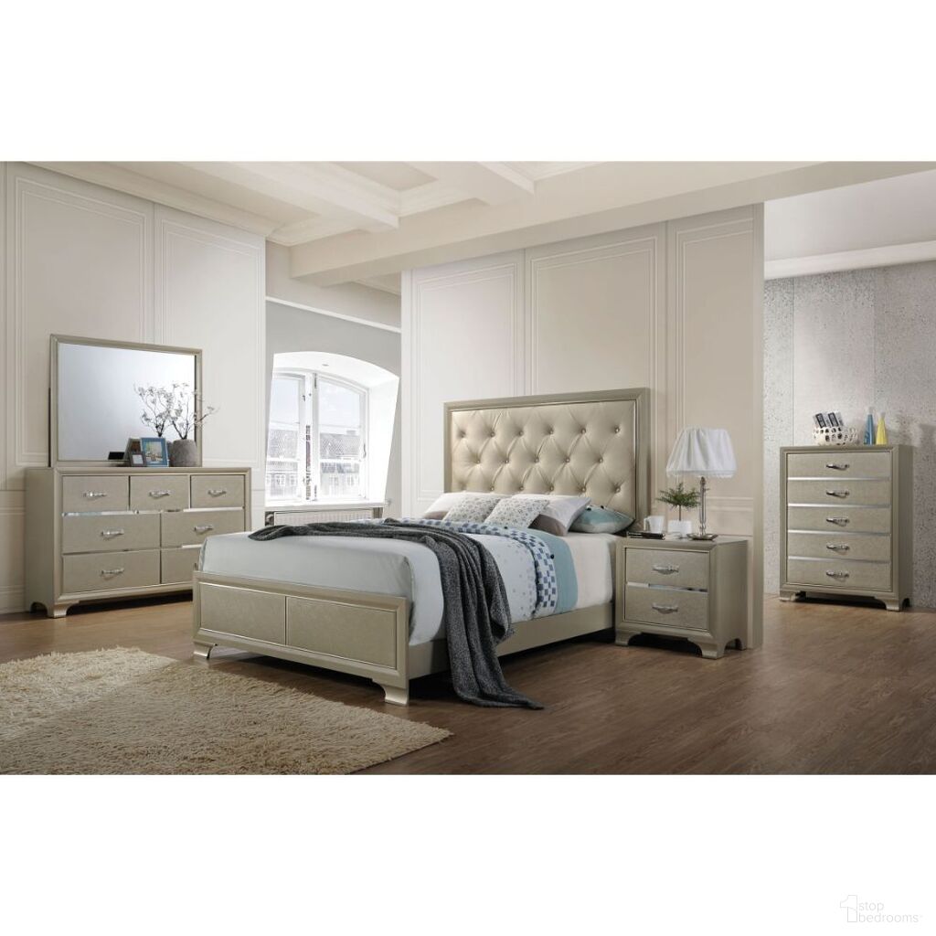 The appearance of Carine Champagne Mirror designed by ACME in the transitional interior design. This brown piece of furniture was selected by 1StopBedrooms from Carine Collection to add a touch of cosiness and style into your home. Sku: 26244. Material: Glass.