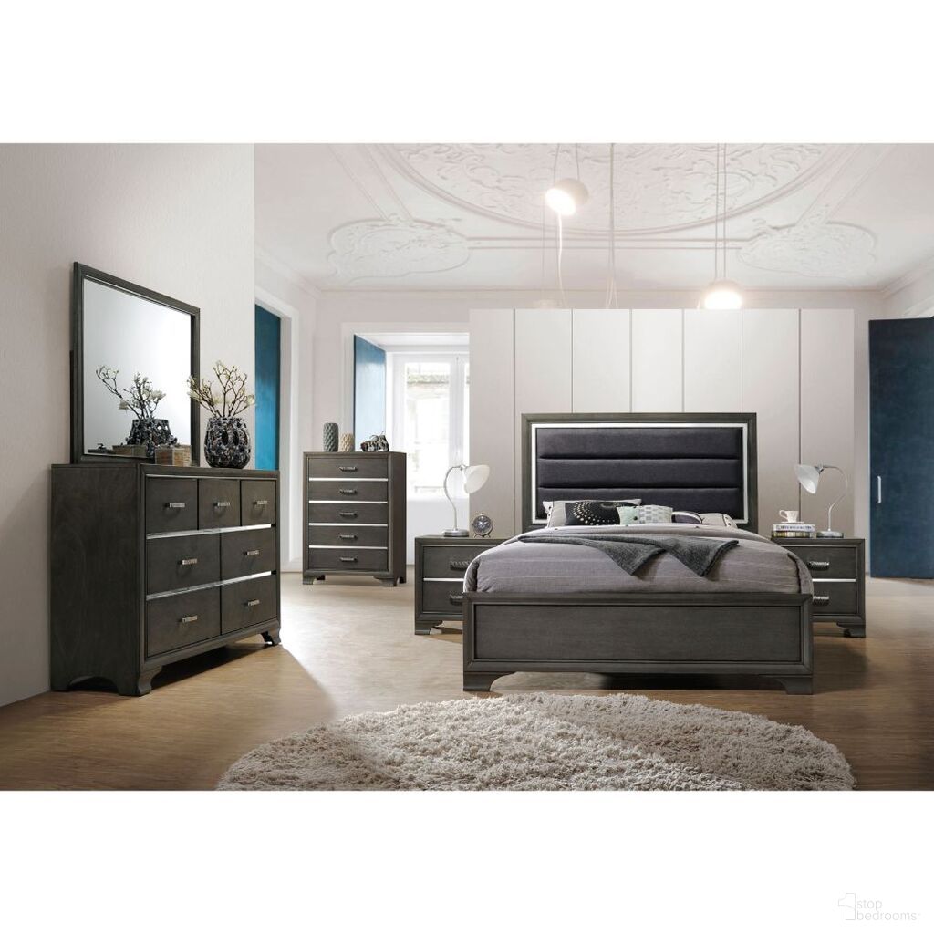 The appearance of Carine II Gray Mirror designed by ACME in the transitional interior design. This gray piece of furniture  was selected by 1StopBedrooms from Carine Ii Collection to add a touch of cosiness and style into your home. Sku: 26264. Material: Glass.