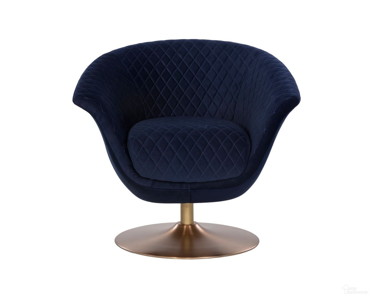 Carine Swivel Lounge Chair In Quilted Abbington Navy