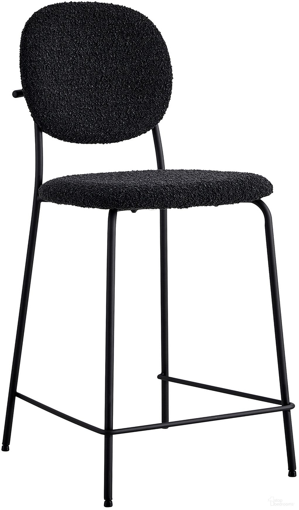 Carley Boucle Counter Height Stools Set of 2 In Black
