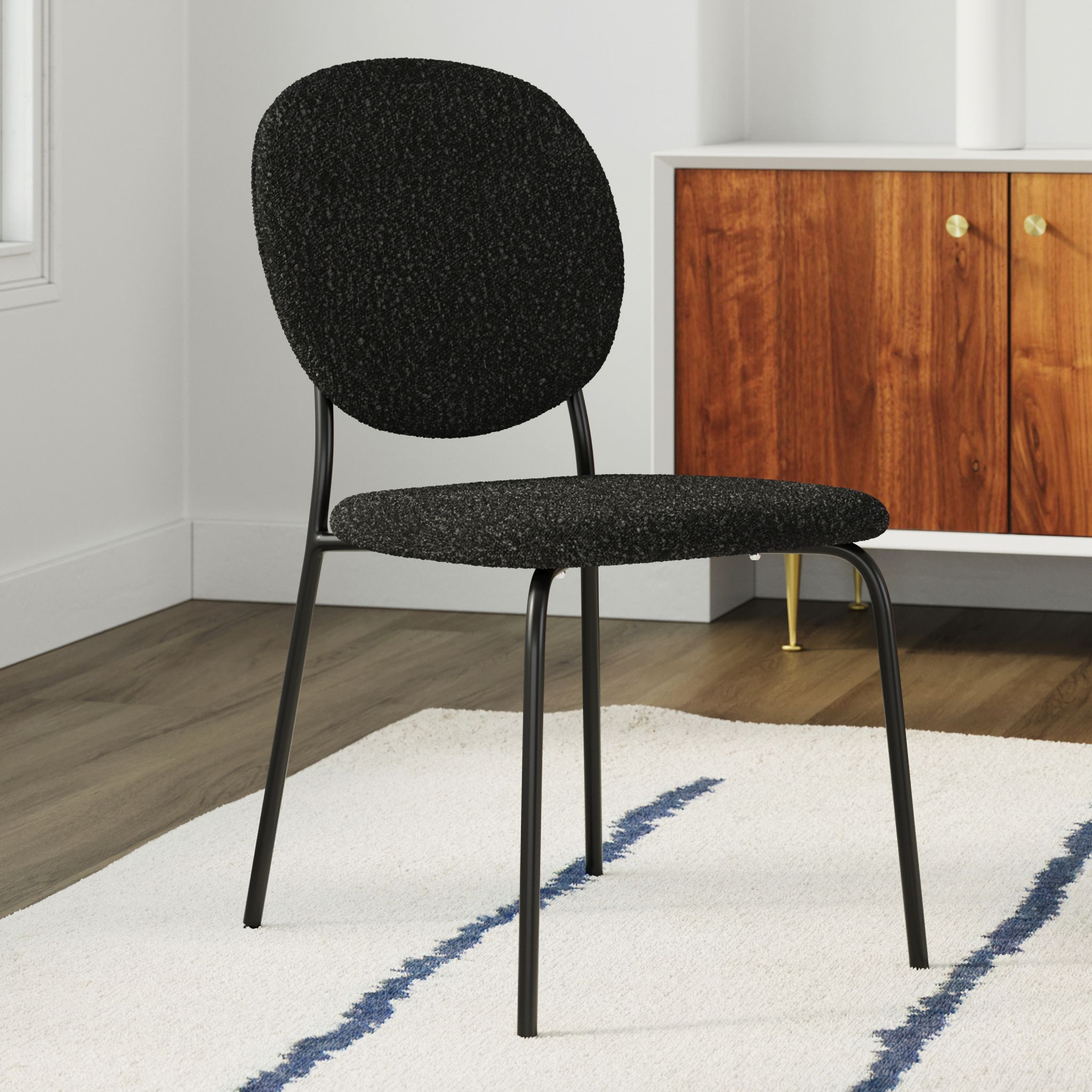 Carley Boucle Side Chairs Set of 2 In Black