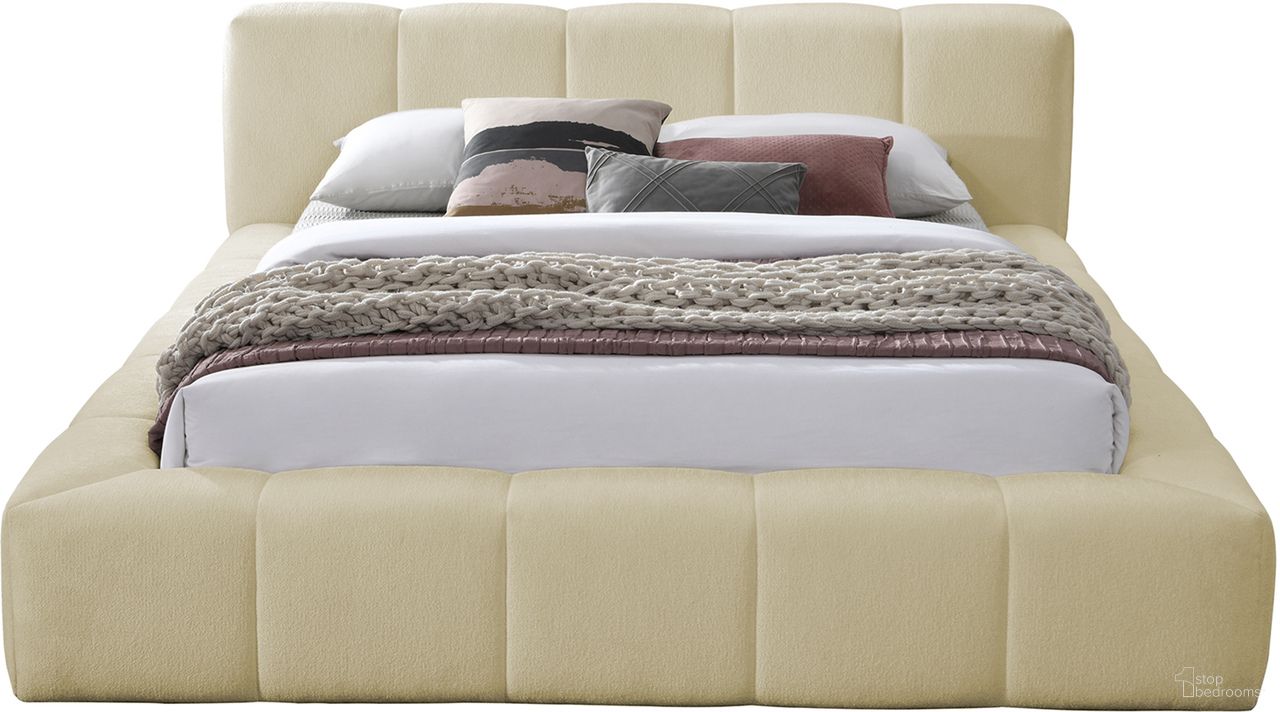 Carlin Chenille Fabric Full Bed In Beige Chenille