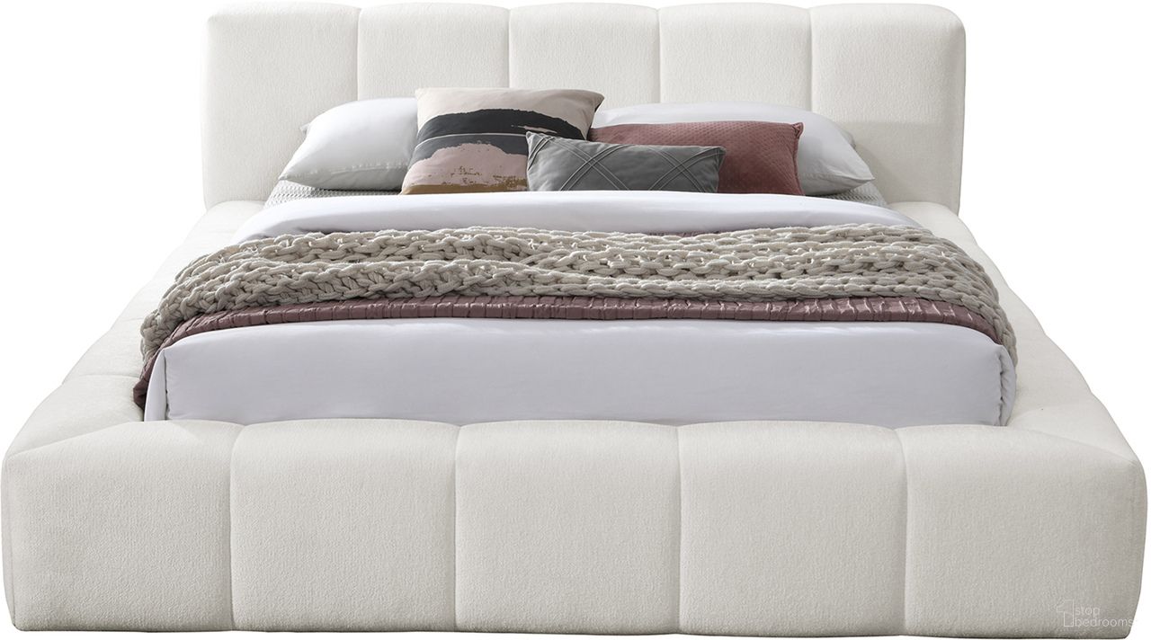 Carlin Chenille Fabric King Bed In Cream Chenille