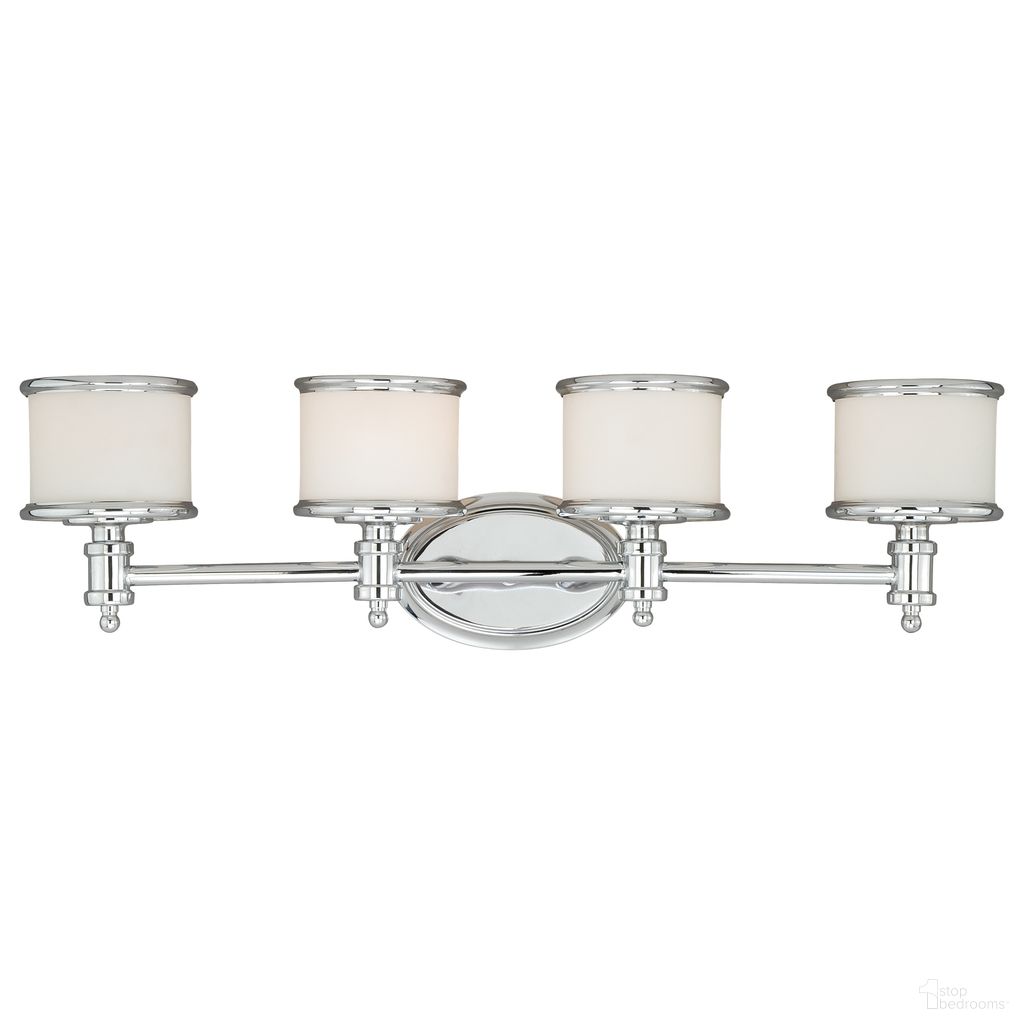The appearance of Carlisle 4L Vanity In Chrome designed by Vaxcel in the transitional interior design. This chrome piece of furniture was selected by 1StopBedrooms from Carlisle Collection to add a touch of cosiness and style into your home. Sku: W0149. Material: Steel.