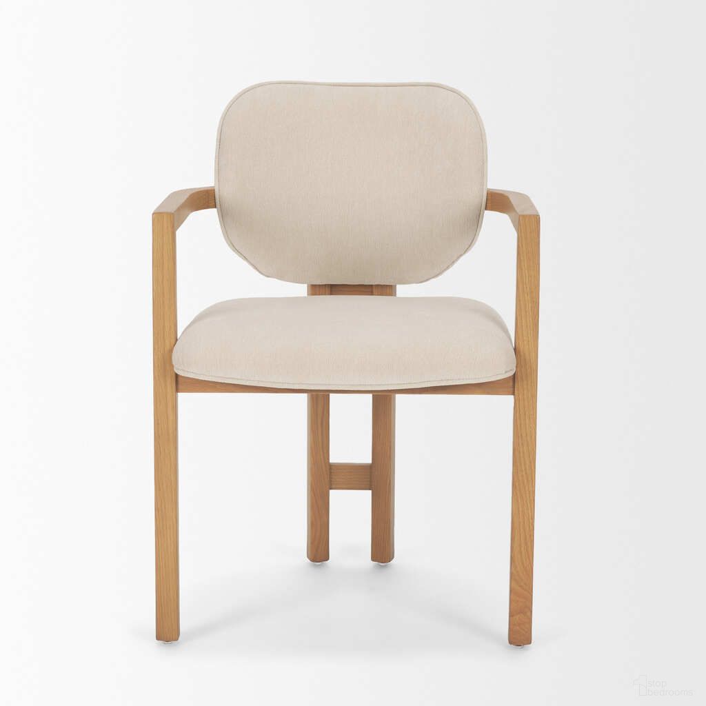 The appearance of Carlisle Curved Back Dining Armchair with Chenille Tripod Frame In Cream designed by Mercana in the traditional interior design. This cream piece of furniture was selected by 1StopBedrooms from Carlisle Collection to add a touch of cosiness and style into your home. Sku: 71256. Material: Polyester. Chair Type: Arm Chair.