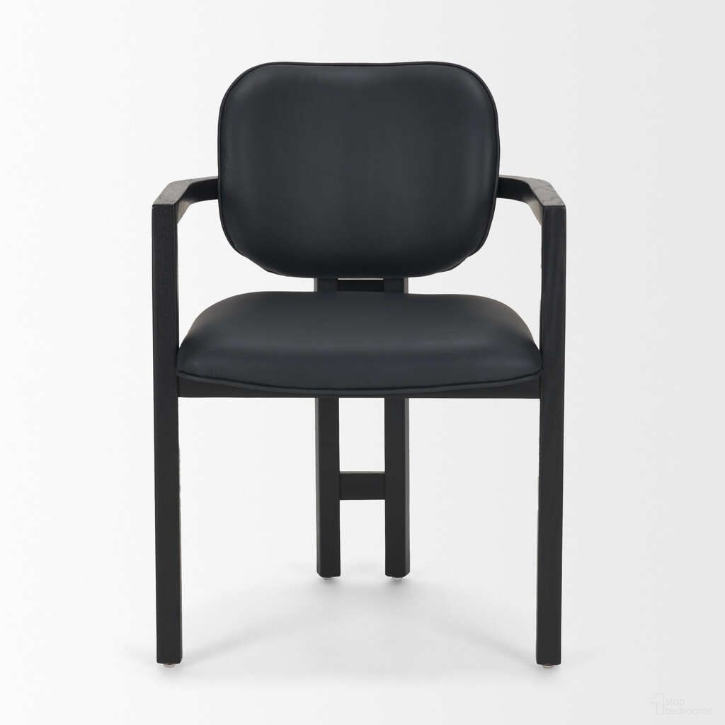 The appearance of Carlisle Curved Back Dining Armchair with Leather Tripod Frame In Black designed by Mercana in the traditional interior design. This black piece of furniture was selected by 1StopBedrooms from Carlisle Collection to add a touch of cosiness and style into your home. Sku: 71257. Material: Leather. Chair Type: Arm Chair.