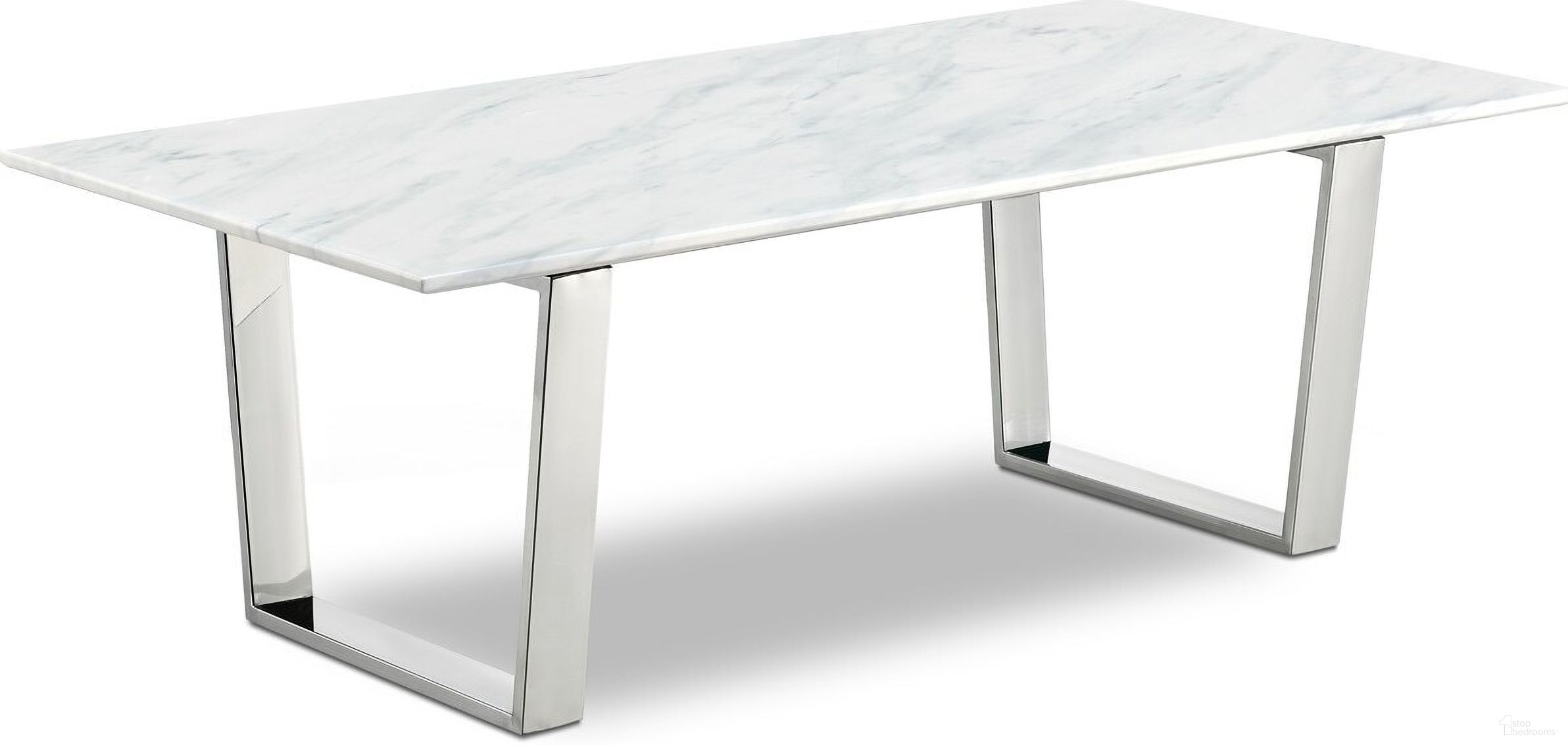 The appearance of Carlton Coffee Table In Chrome designed by Meridian in the modern / contemporary interior design. This chrome piece of furniture  was selected by 1StopBedrooms from Carlton Collection to add a touch of cosiness and style into your home. Sku: 235-C Box 1/2 (Marble Top);235-C Box 2/2 (Base). Material: Stainless Steel.
