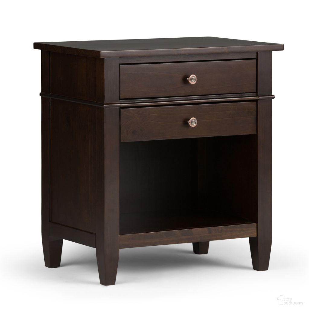 Carlton Solid Wood Bedside Table In Dark Tobacco Brown