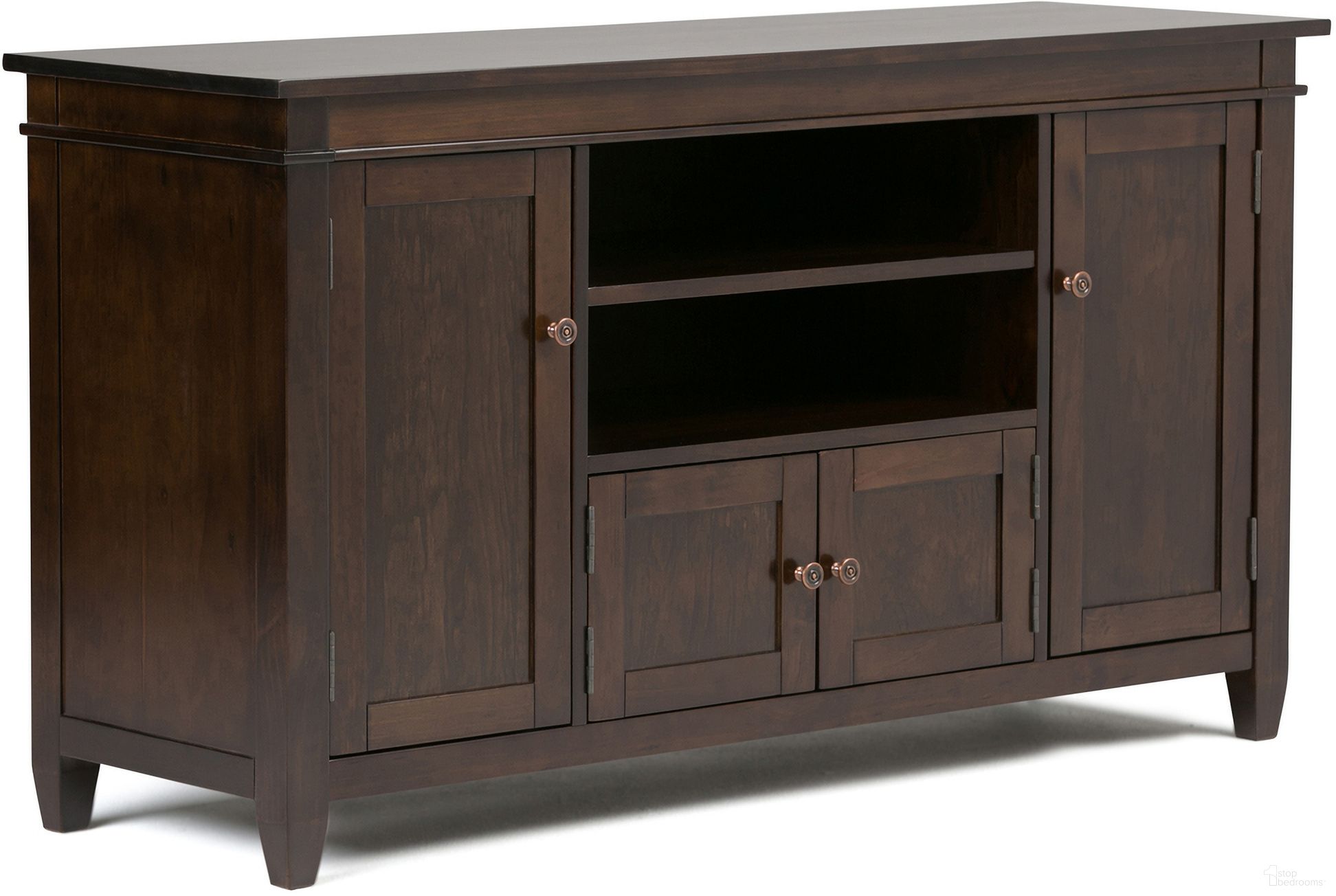 Carlton Solid Wood TV Media Stand In Dark Tobacco Brown